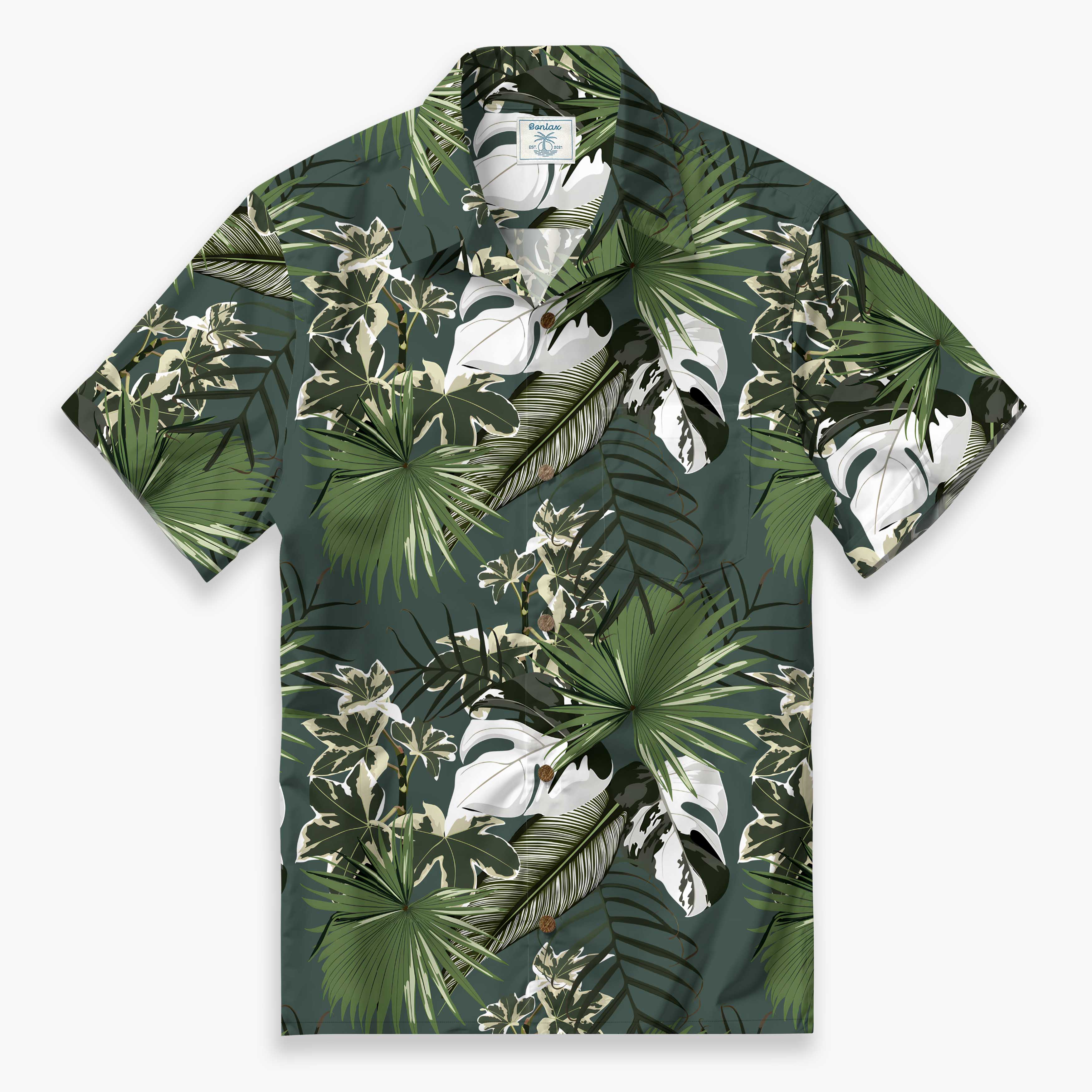 Tropical jungle leaves Camp Shirt