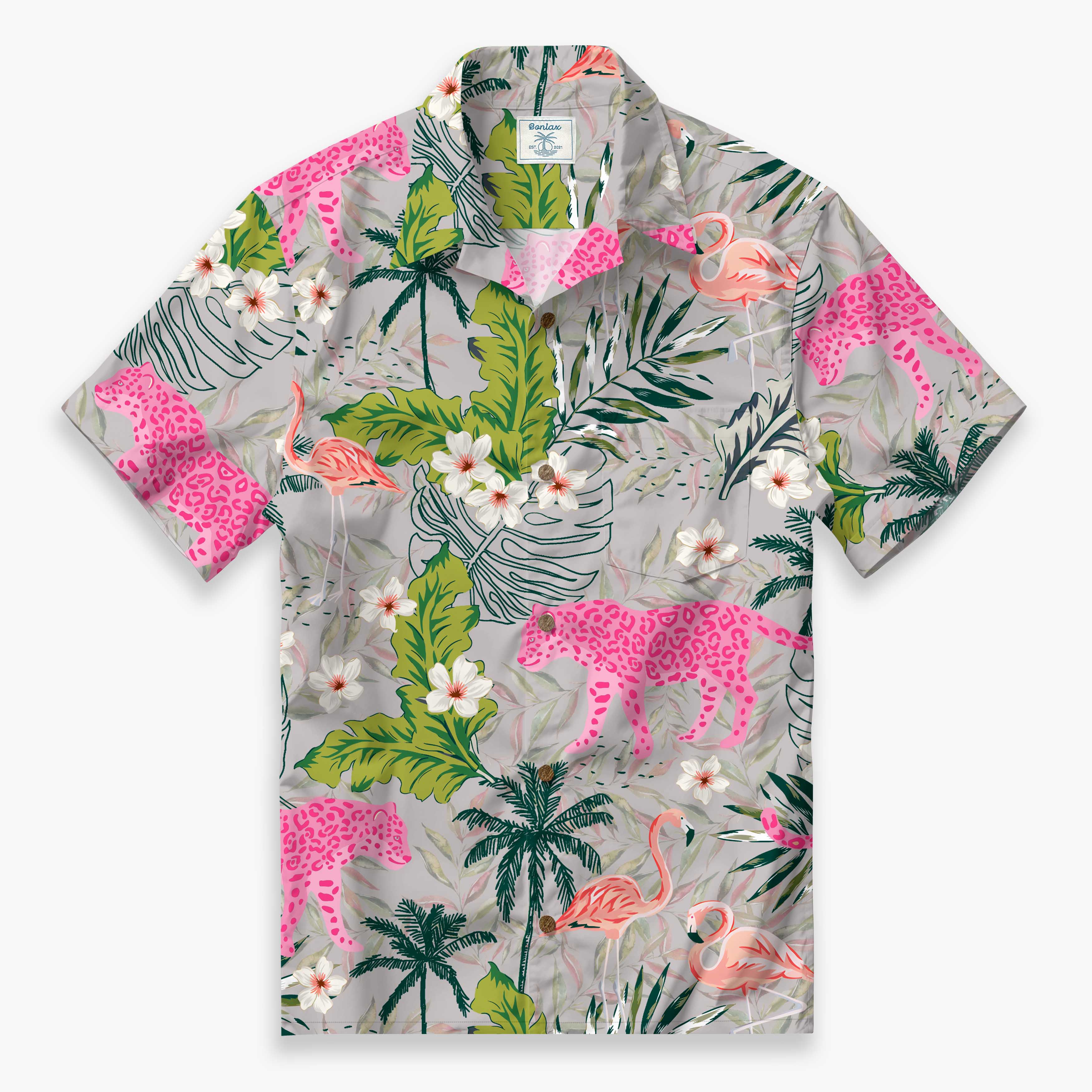 Flamingo & Leopard Camp Shirt