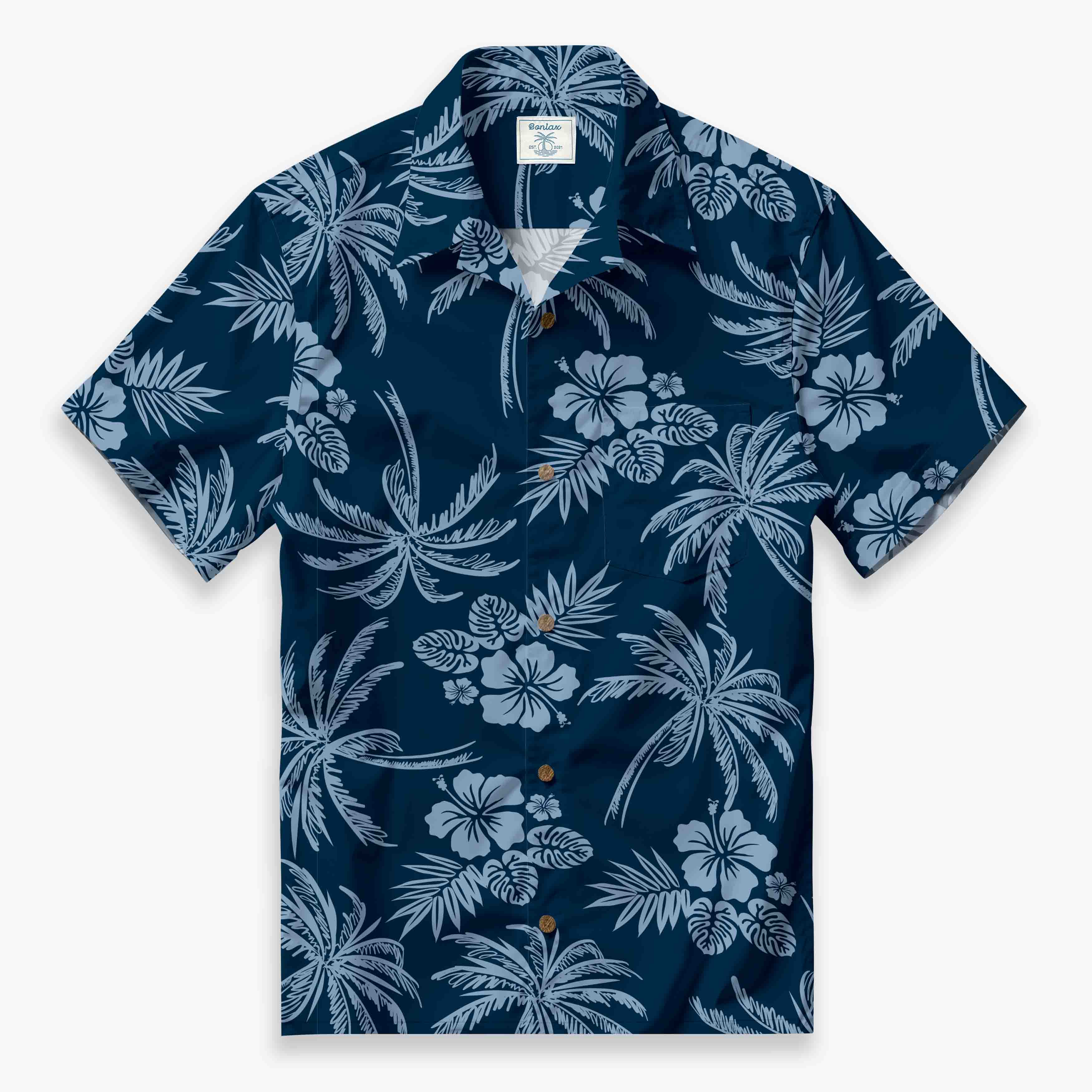 Blue Night Hibiscus Camp Shirt