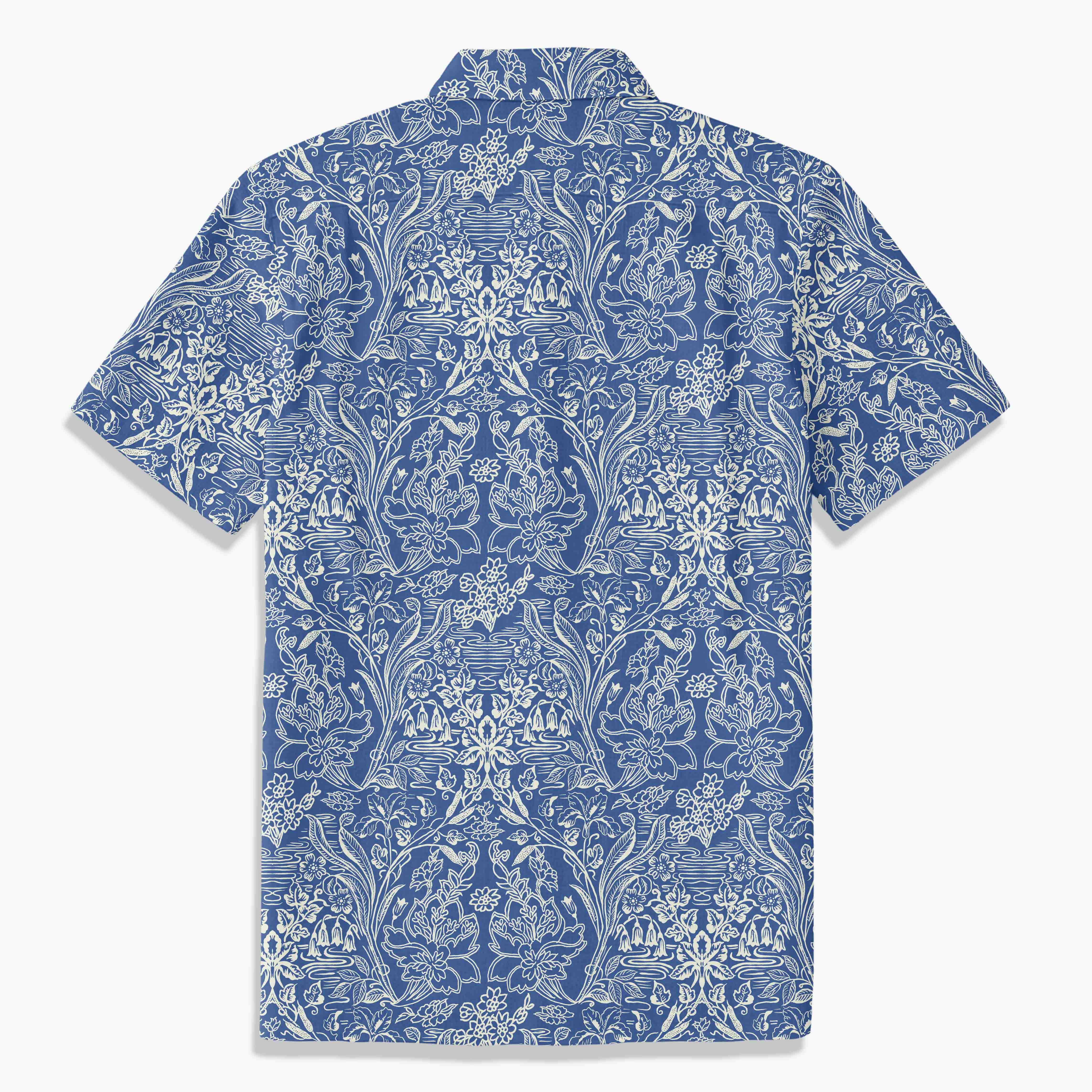 Moon-White Twining Floral Resort Shirt