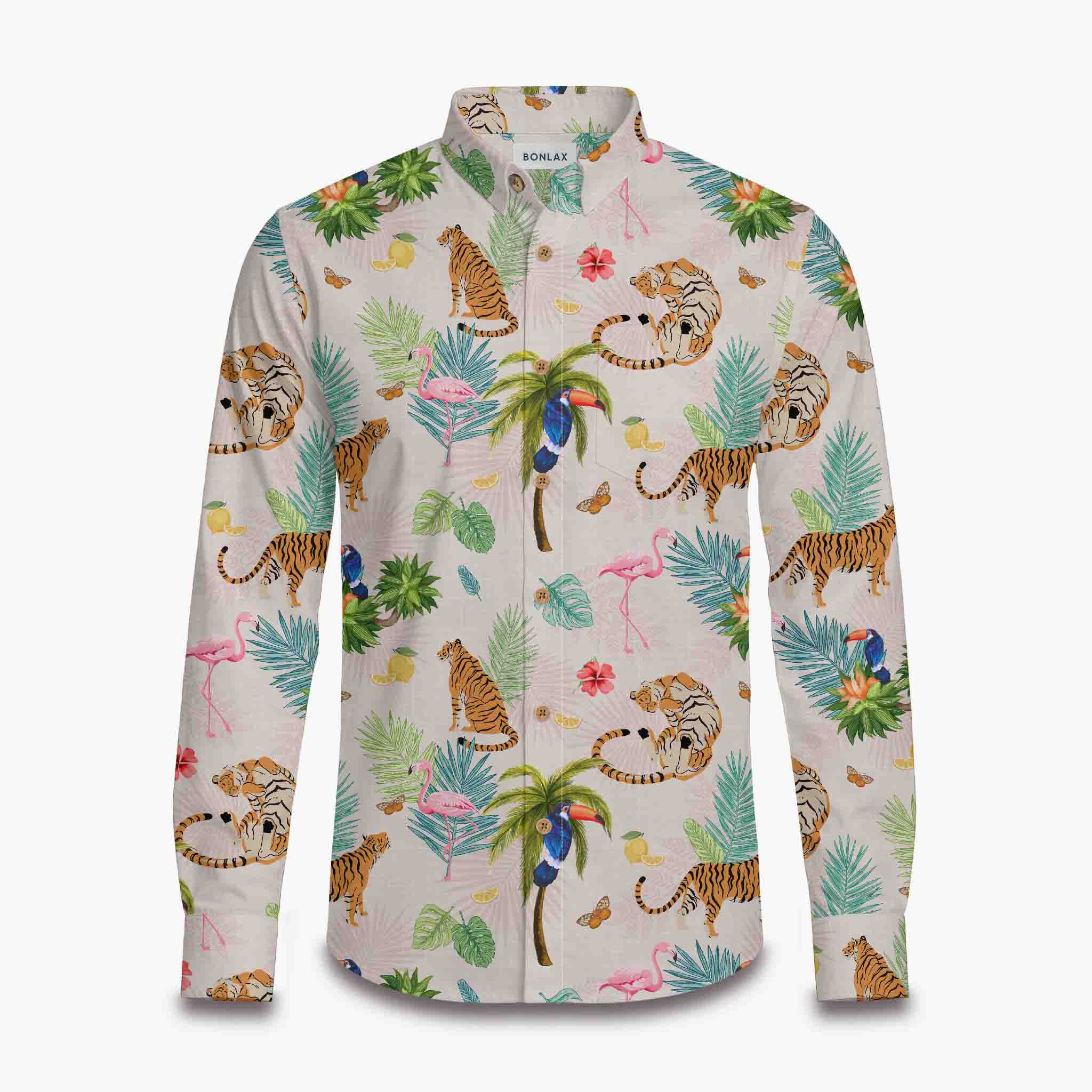Flamingos & Tigers Long Sleeve Shirt