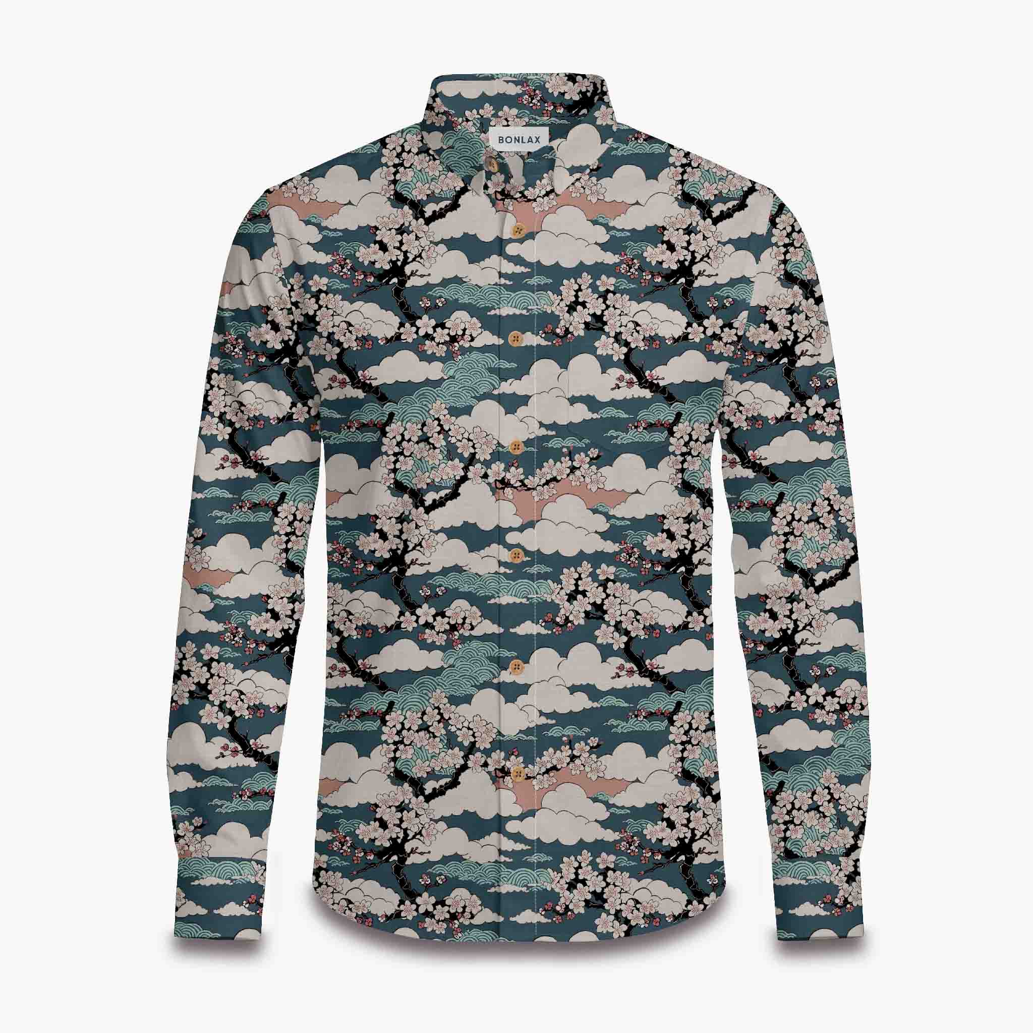 Clouds & Cherry Blossoms Long Sleeve Shirt