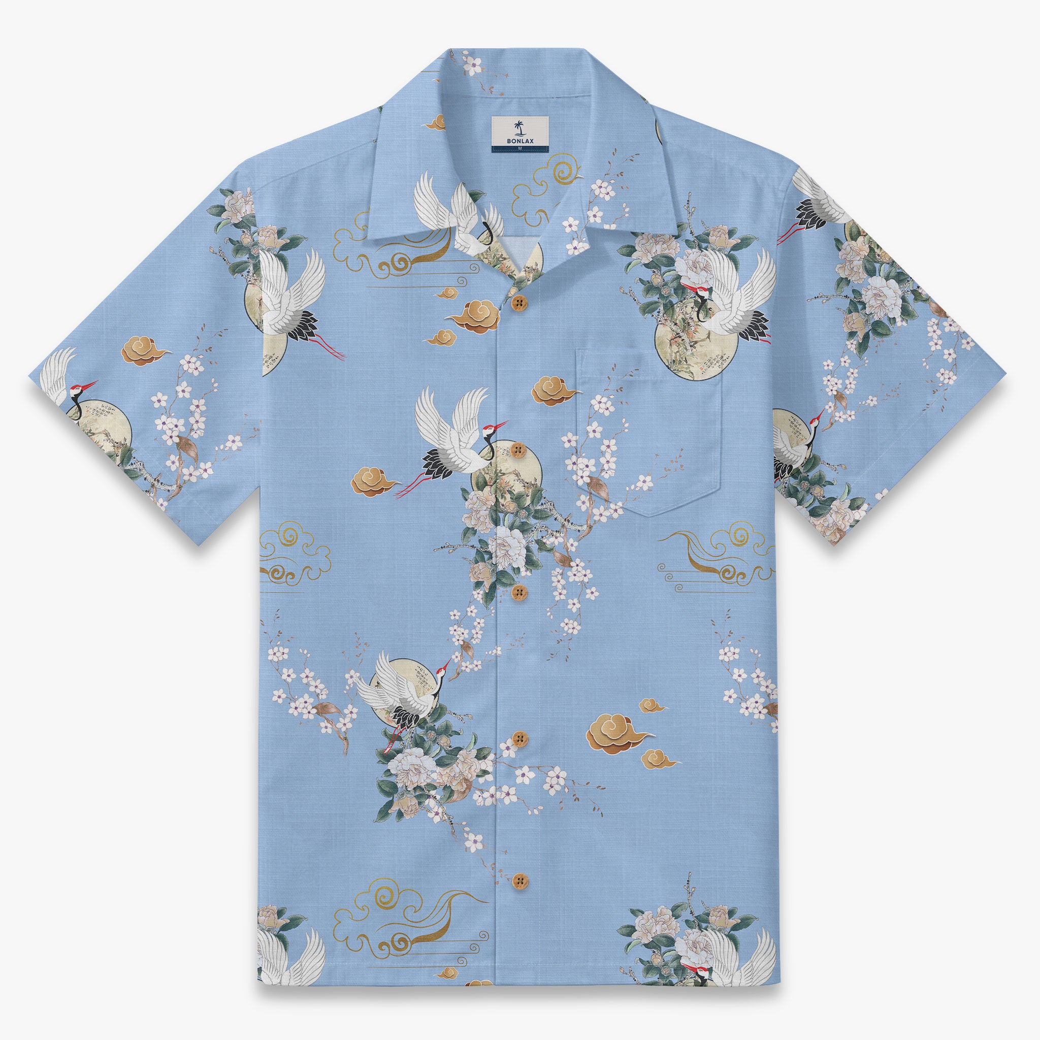 The Zen Crane & Moon Camp Shirt