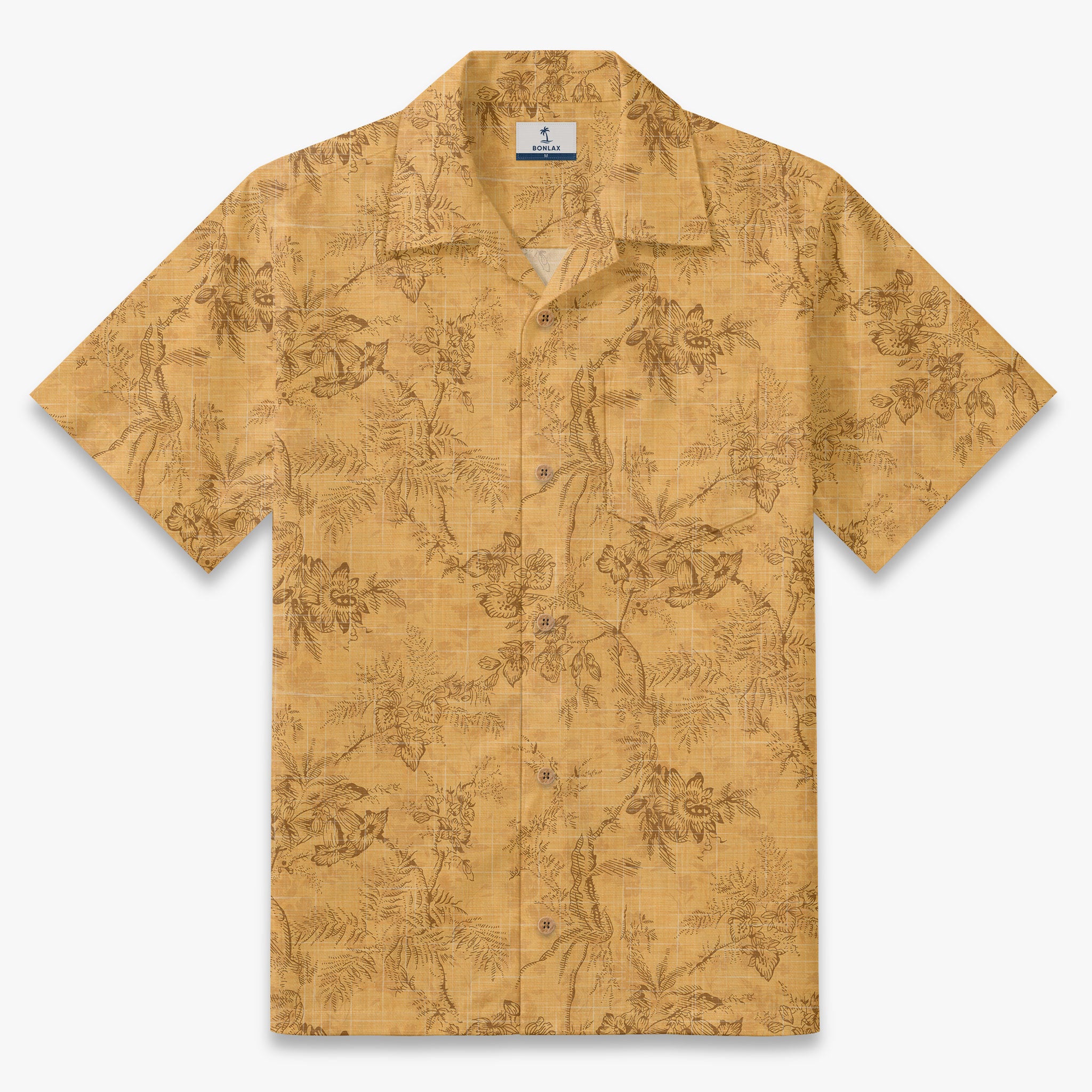 Monochromatic Botanical Toile Camp Shirt
