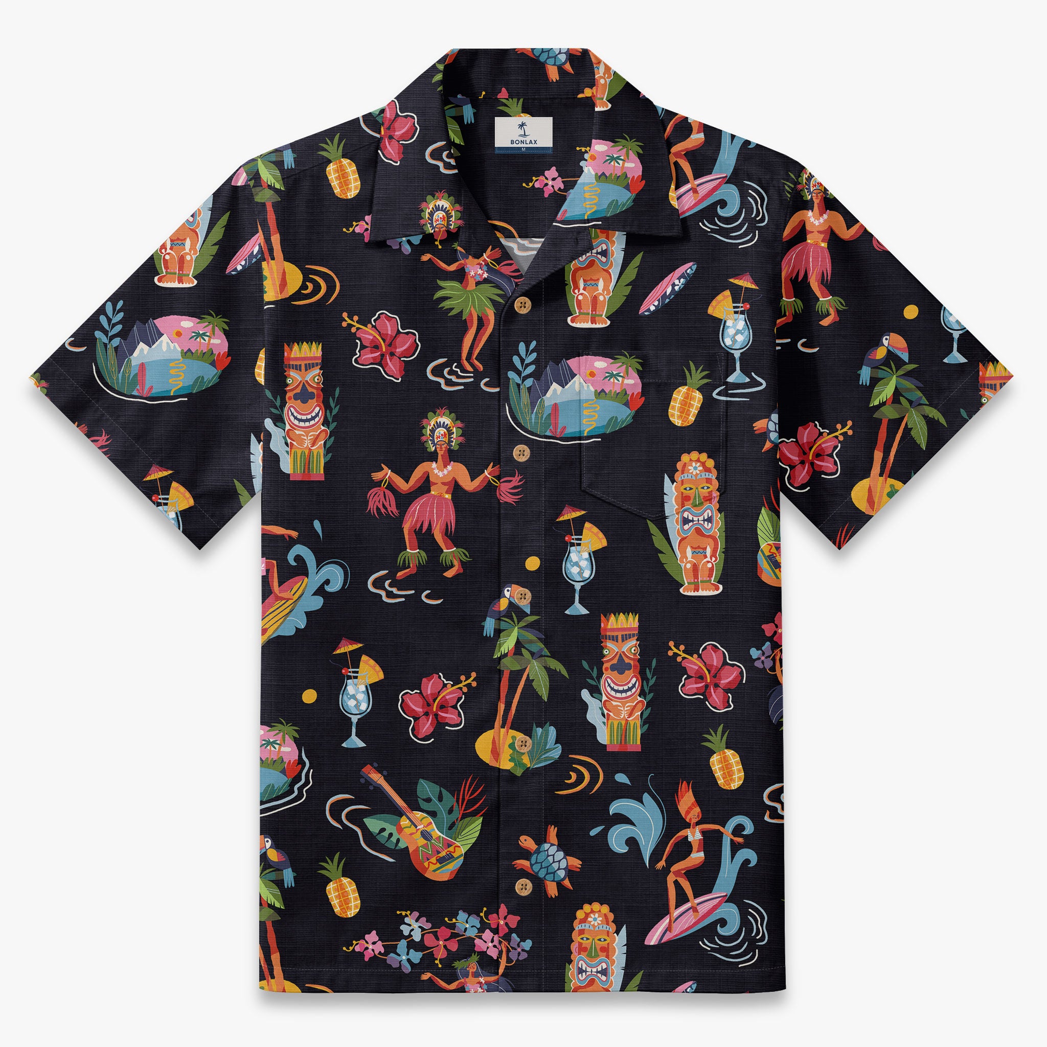 Retro Tiki Luau Hawaiian Camp Shirt
