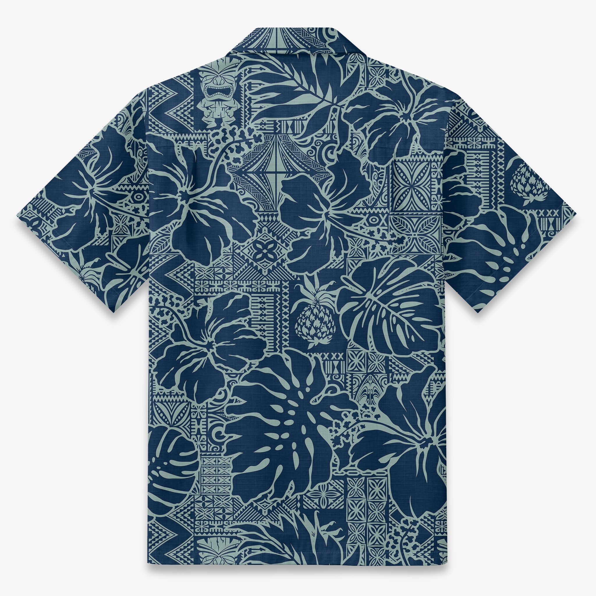 Vintage Indigo Tribal Hawaiian Shirt