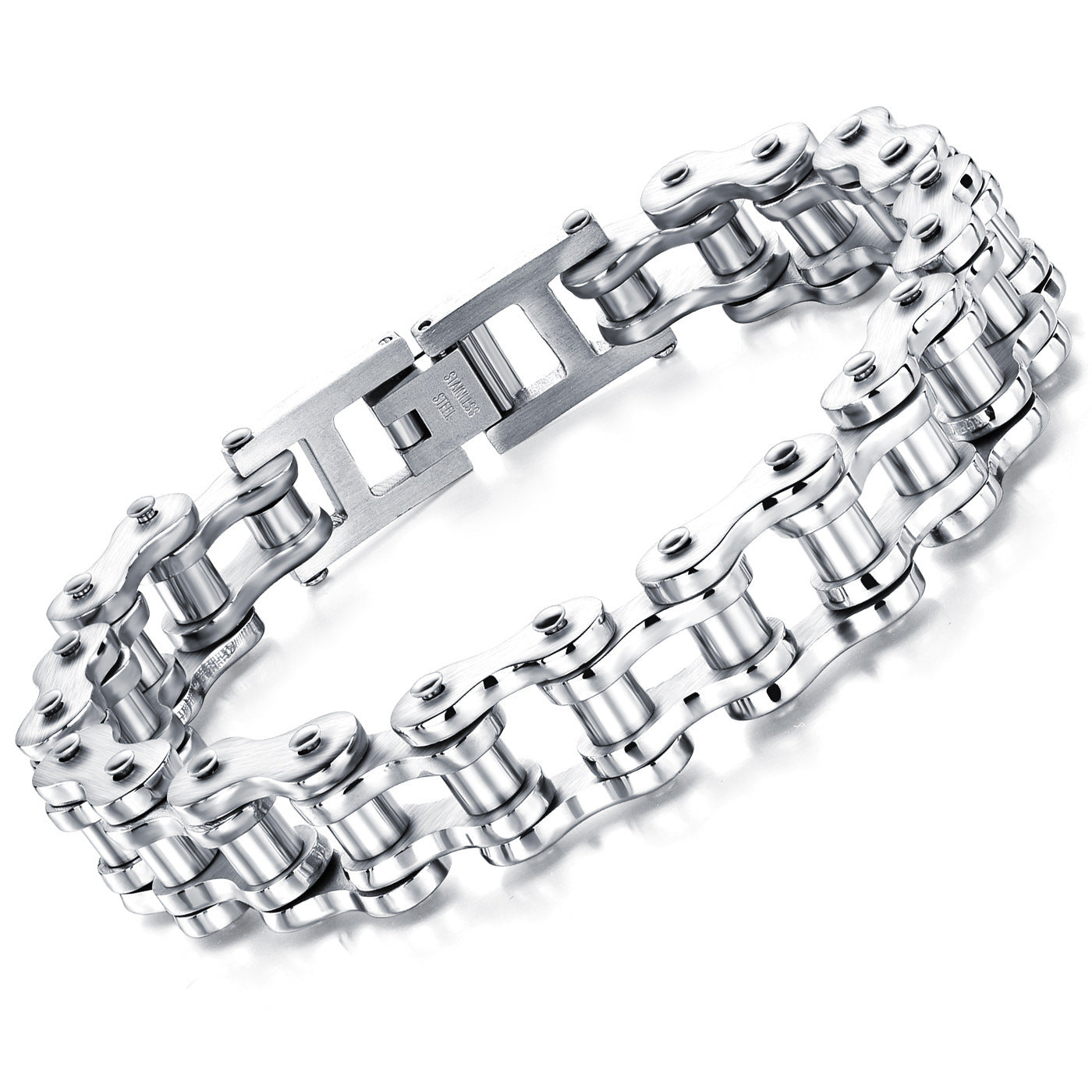 Rock & Roll VibeTrendy Stainless Steel & Titanium Steel Biker-Style Chain Bracelet