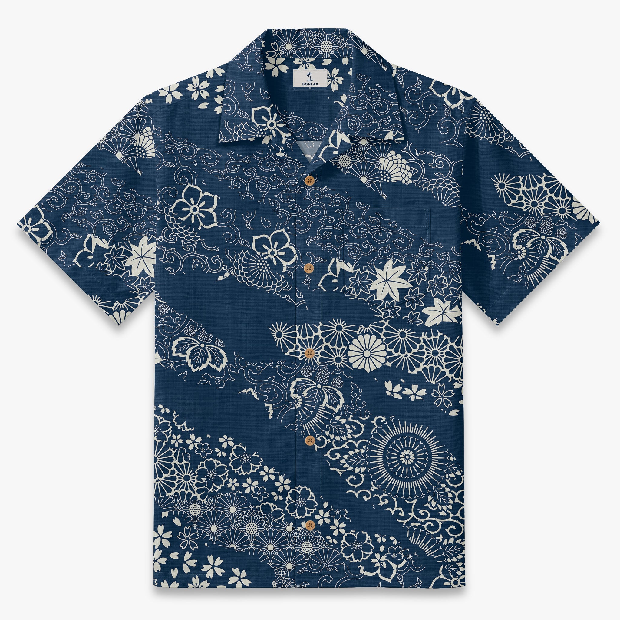 Indigo Sakura Wave Camp Shirt