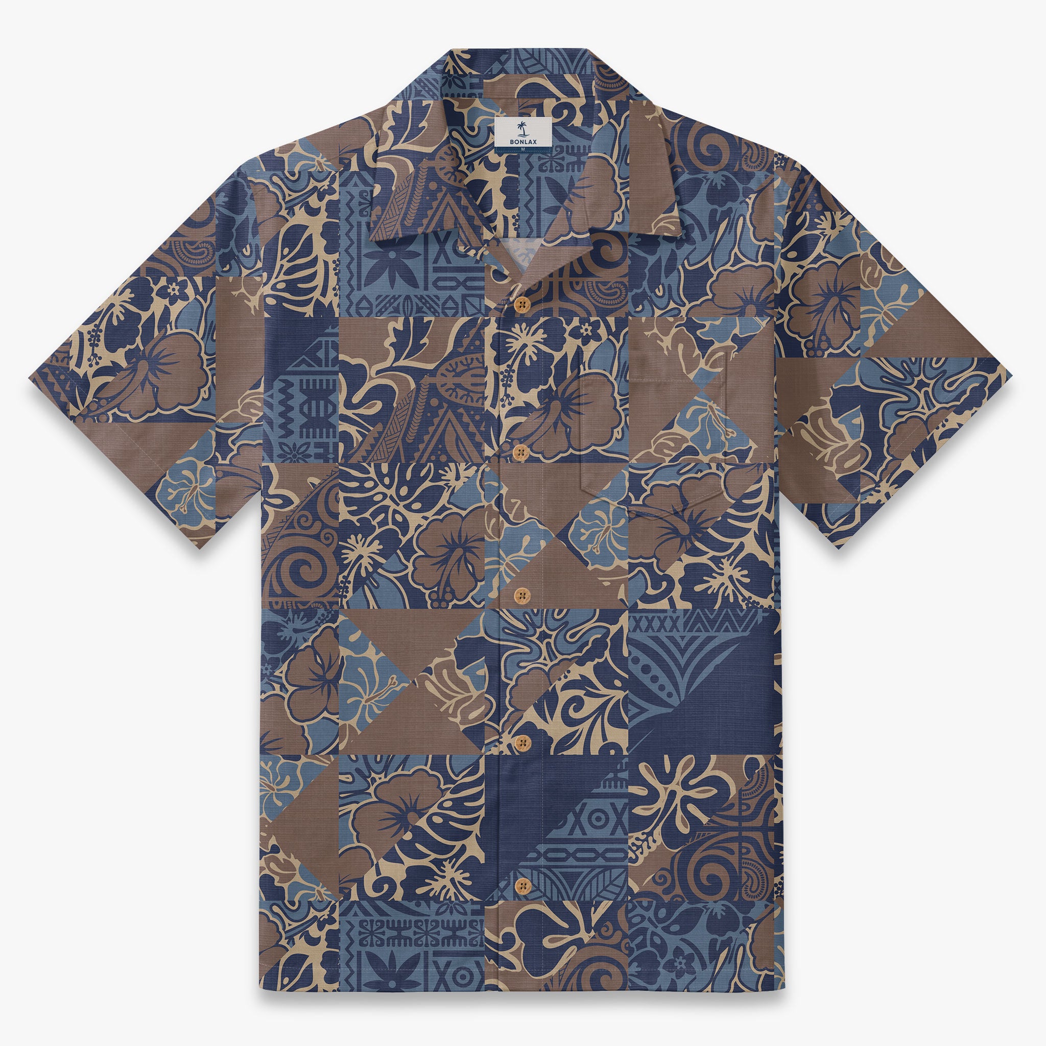 Pacific Tapa Patchwork Camp Shirt