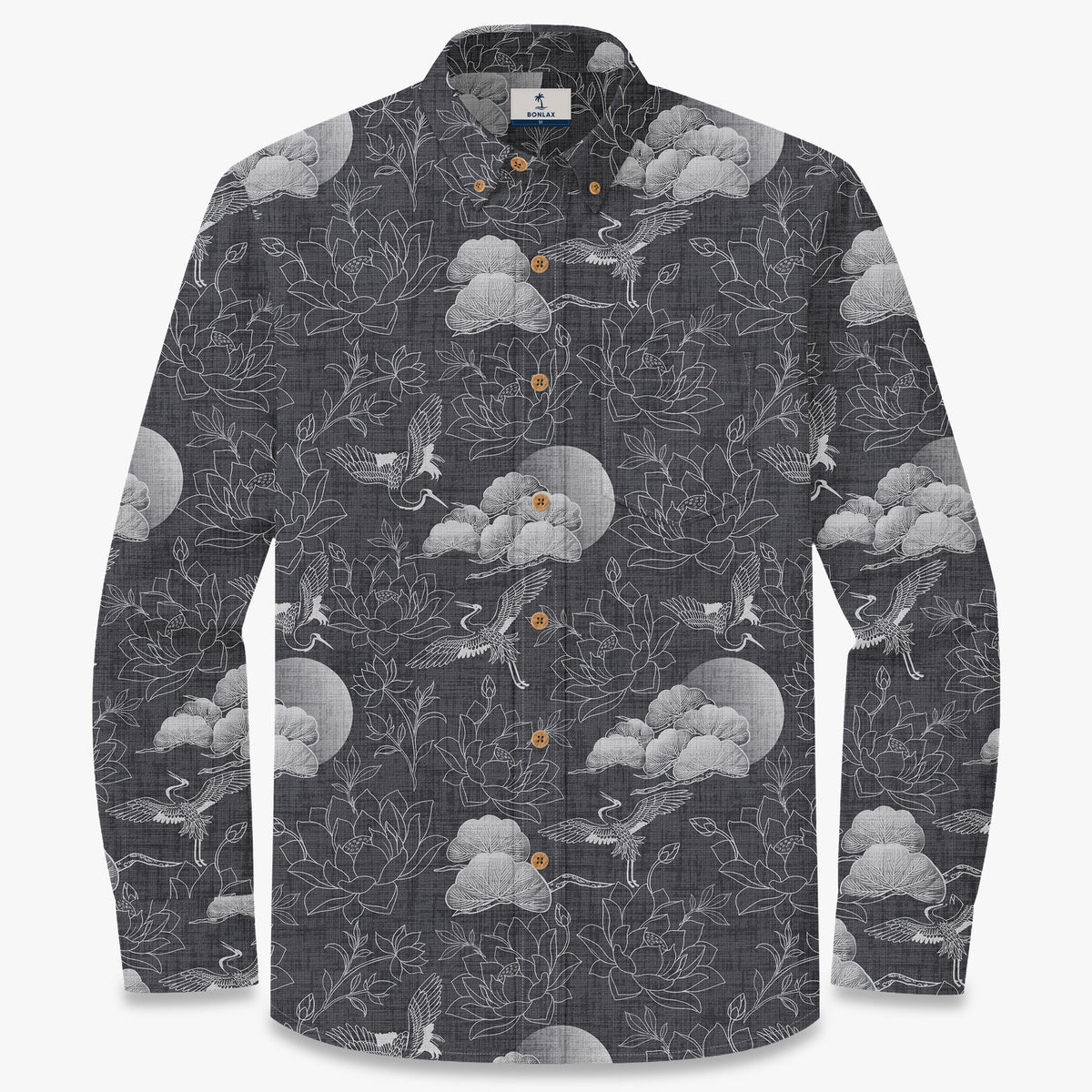 Ethereal Crane & Bloom Long Sleeve Shirt