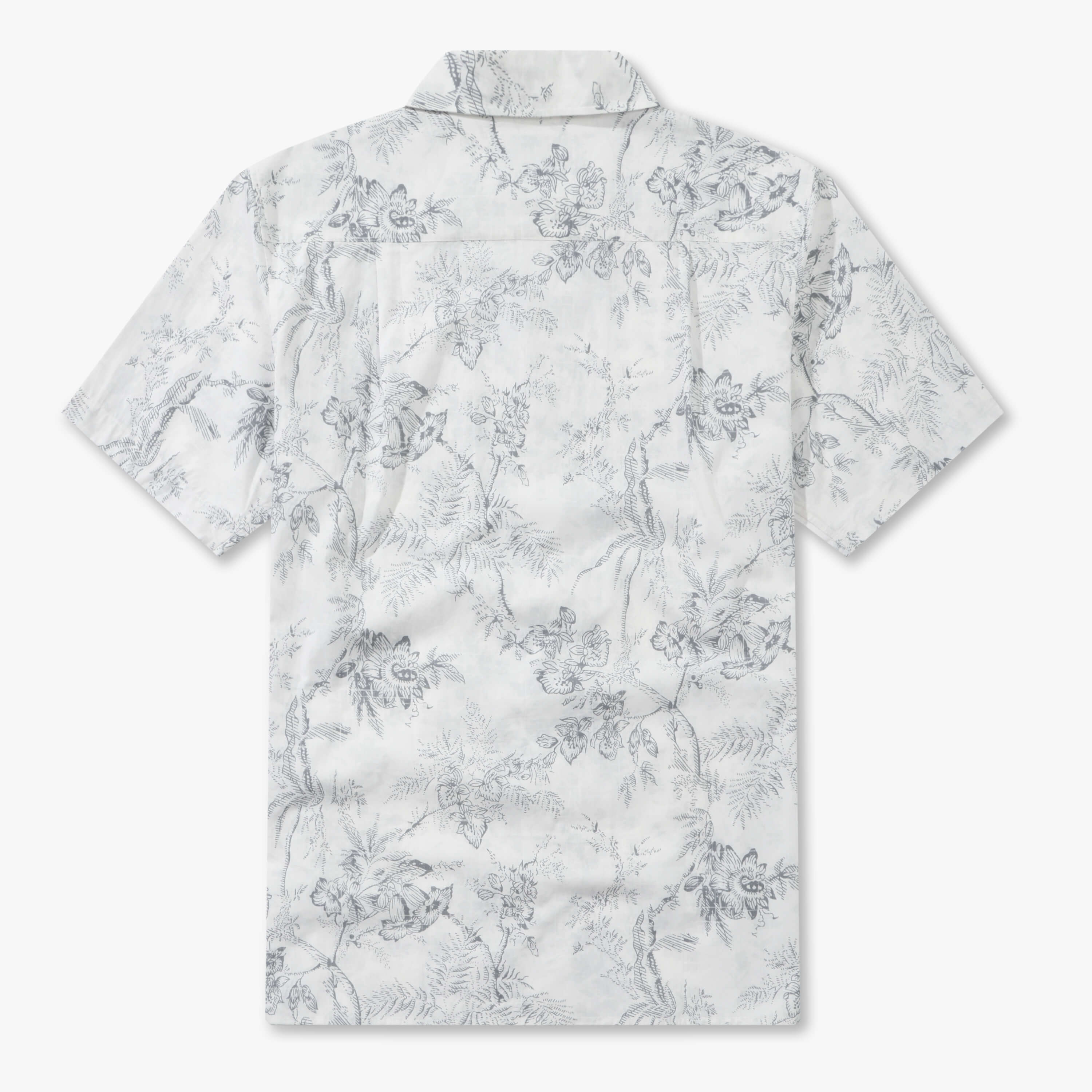 Monochromatic Botanical Toile Camp Shirt