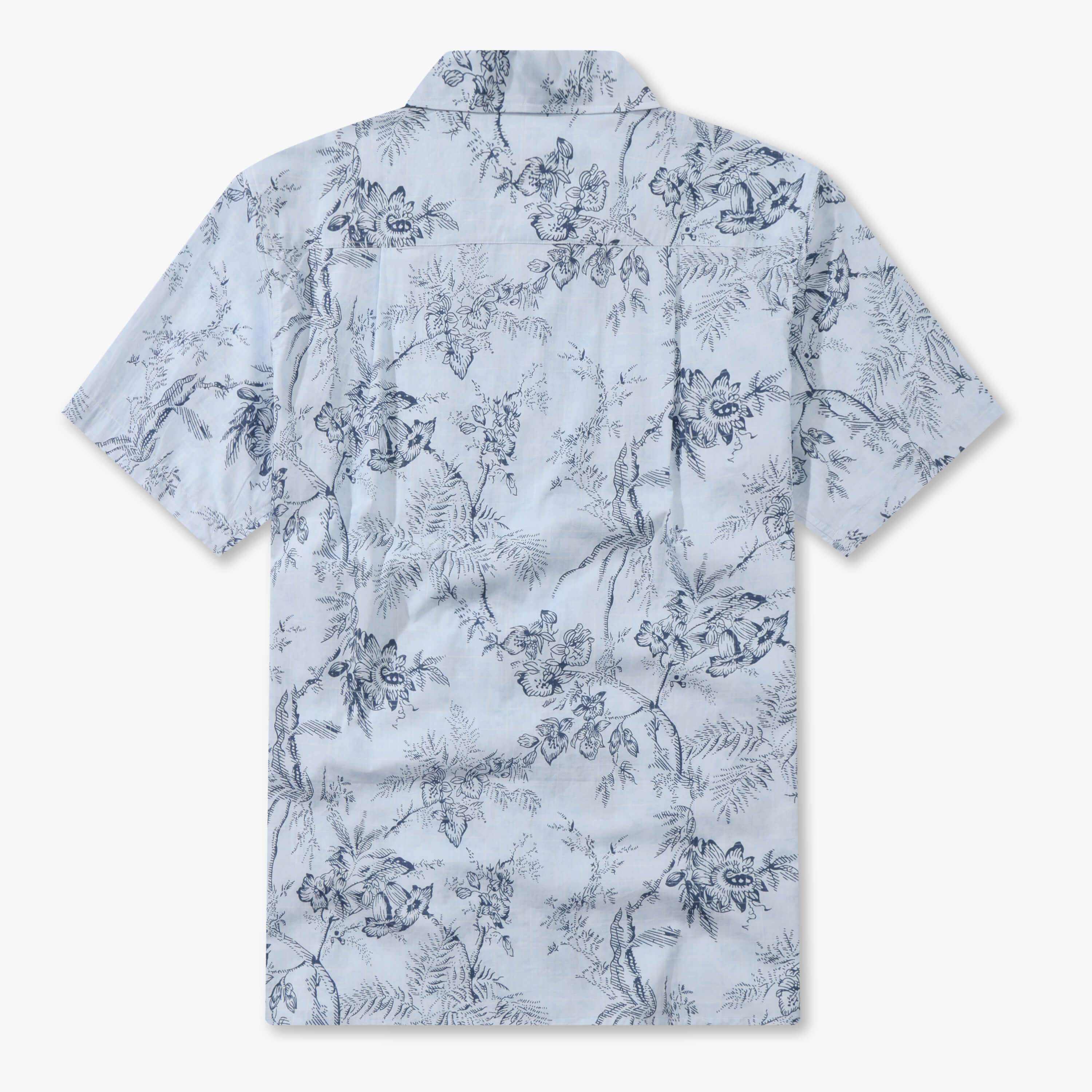 Monochromatic Botanical Toile Camp Shirt