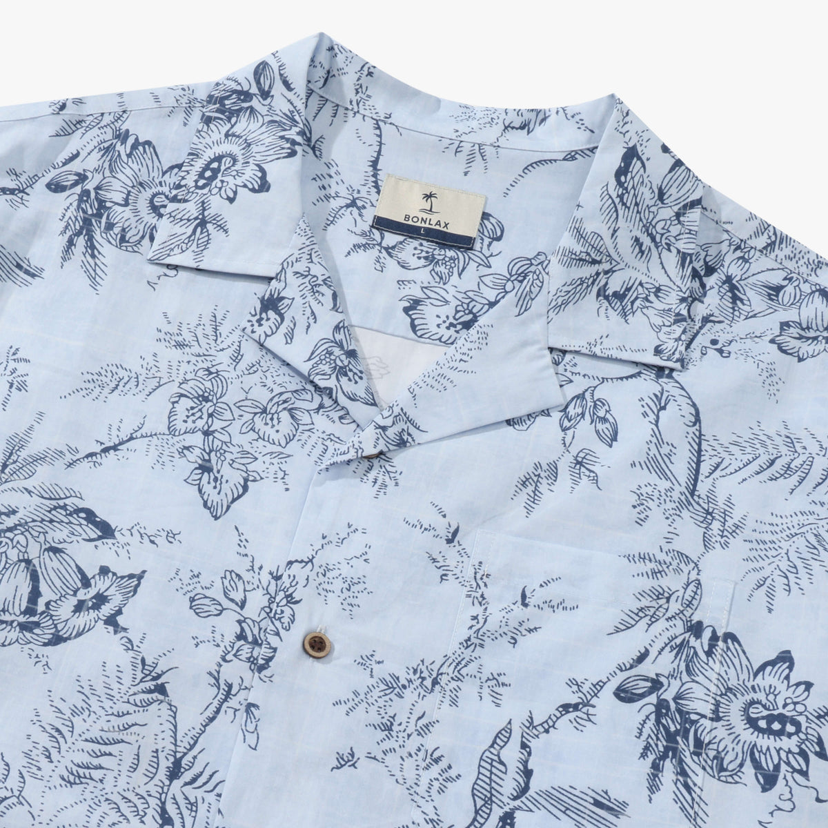 Monochromatic Botanical Toile Camp Shirt