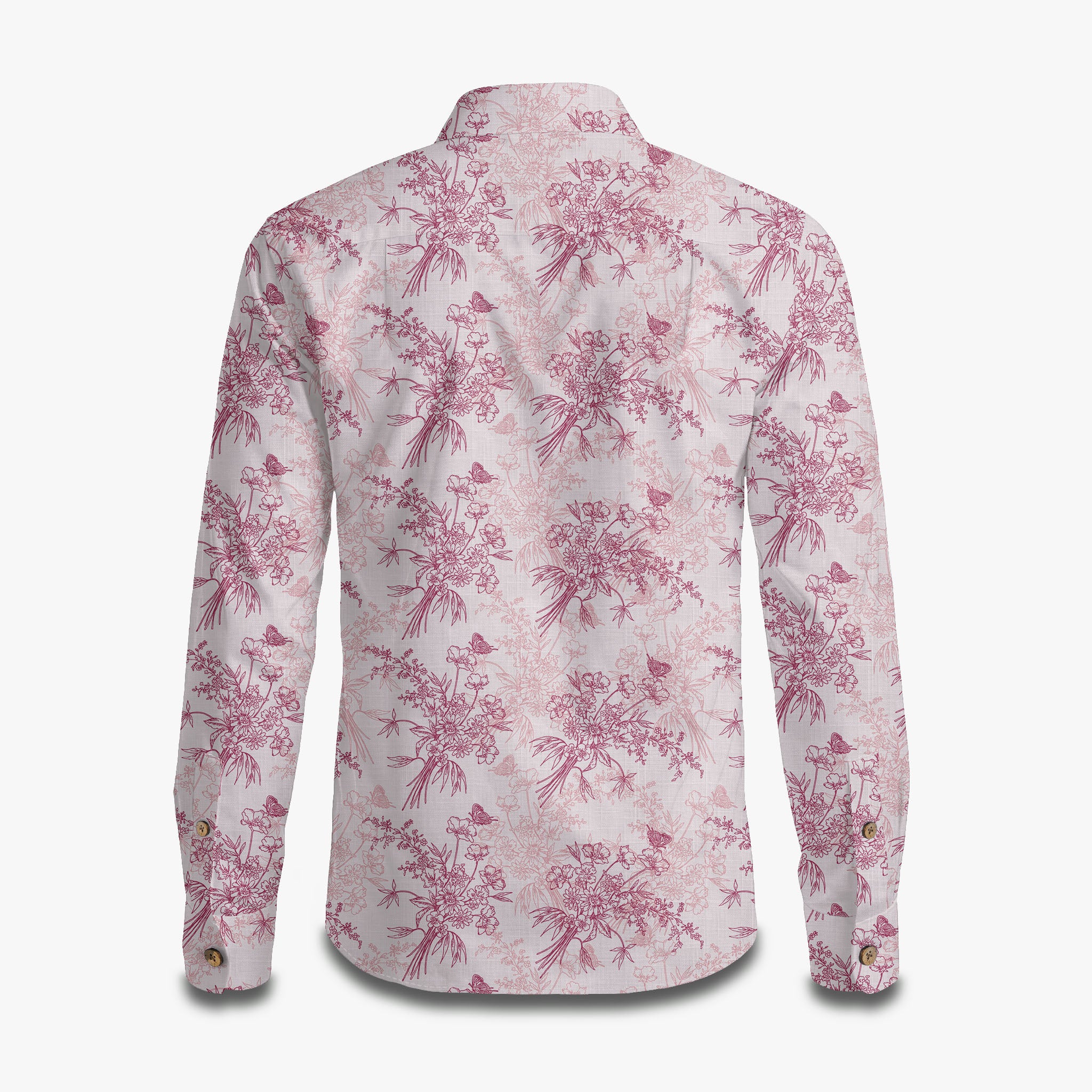 Butterflies & Flowers Print Long Sleeve Shirt