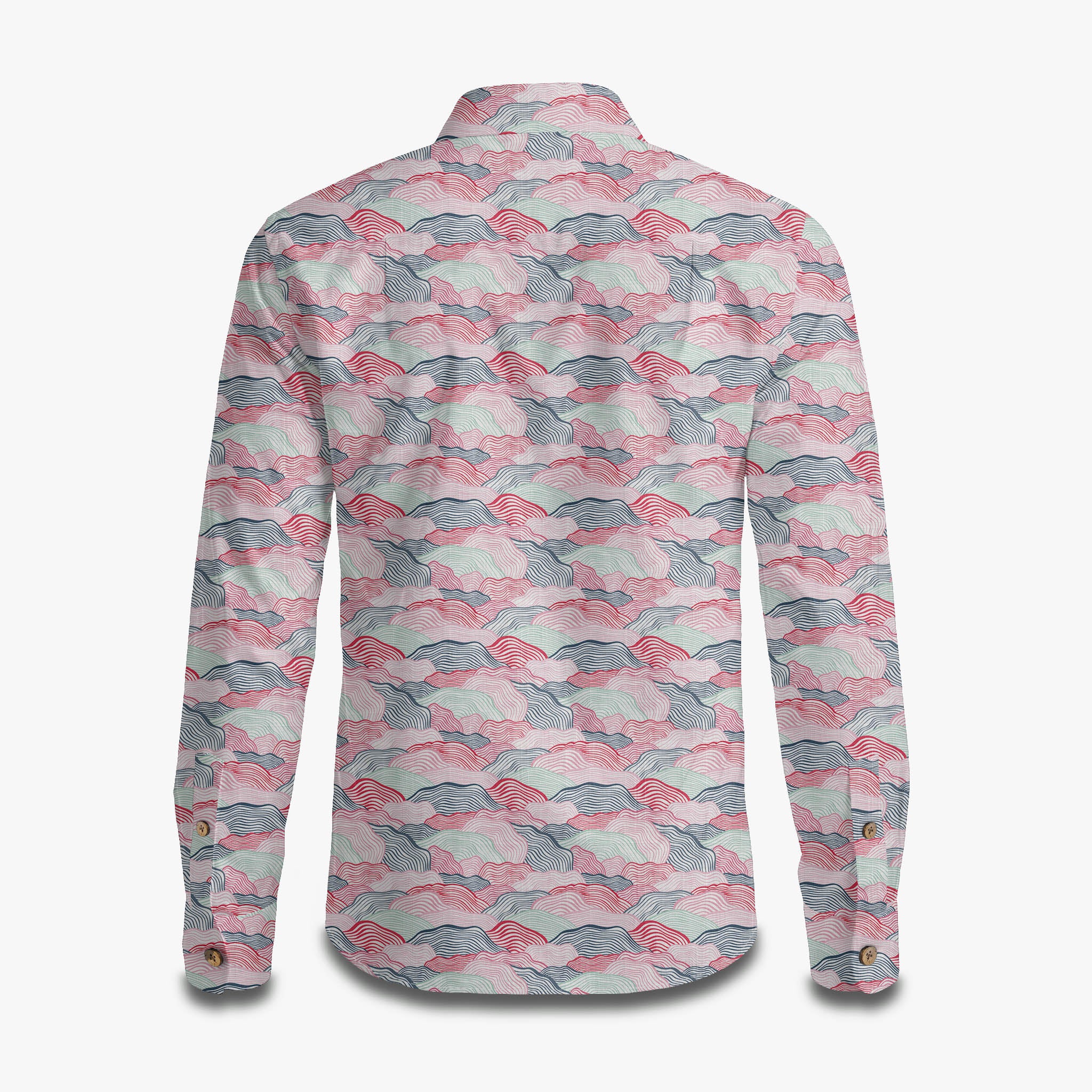 Hill-shaped Overlapping Continuous Print Long Sleeve Shirt