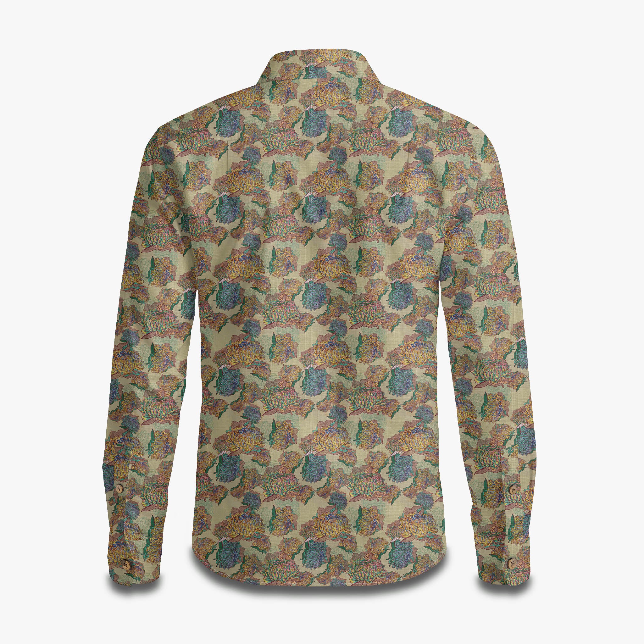 Vintage Chrysanthemum Pattern Long Sleeve Shirt