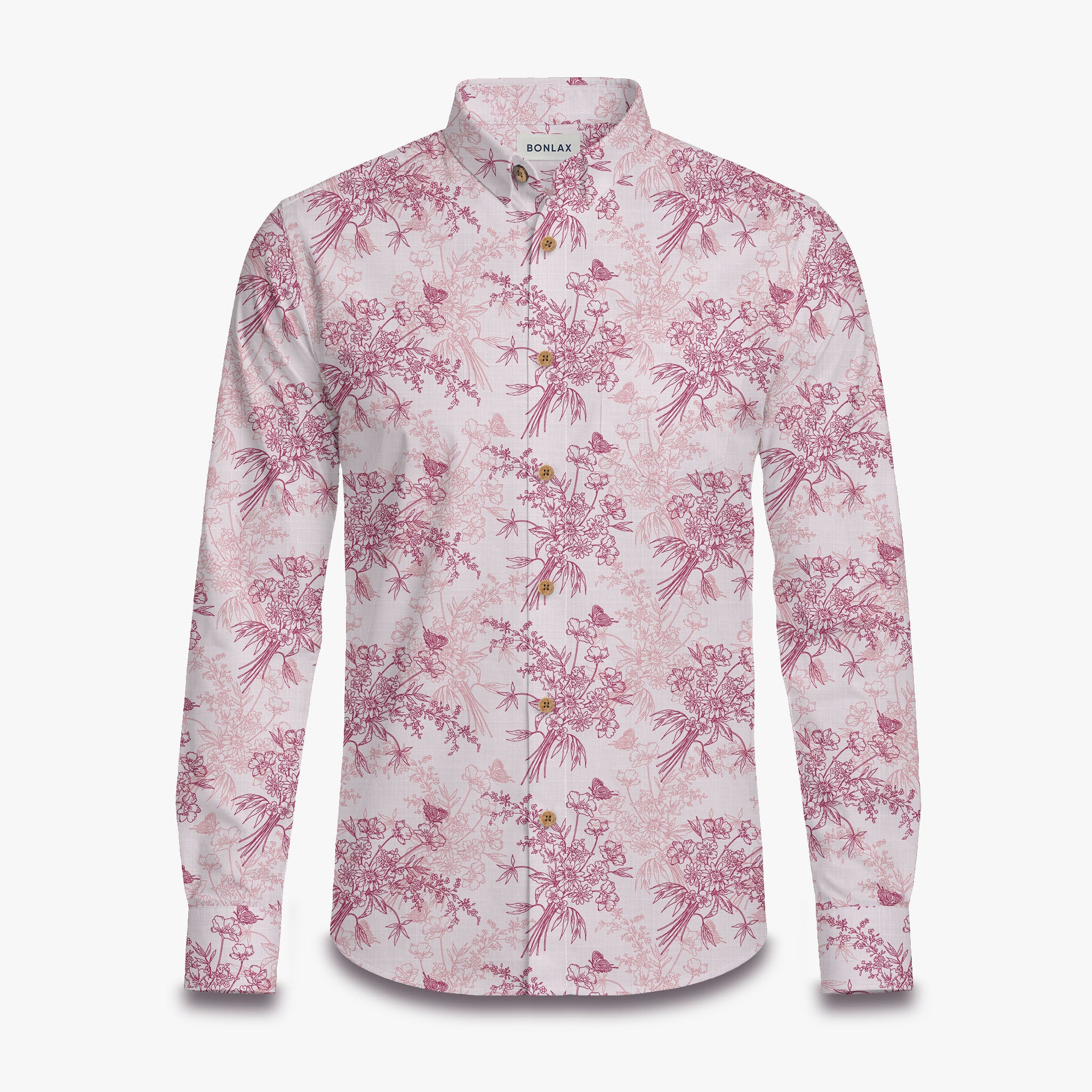 Butterflies & Flowers Print Long Sleeve Shirt