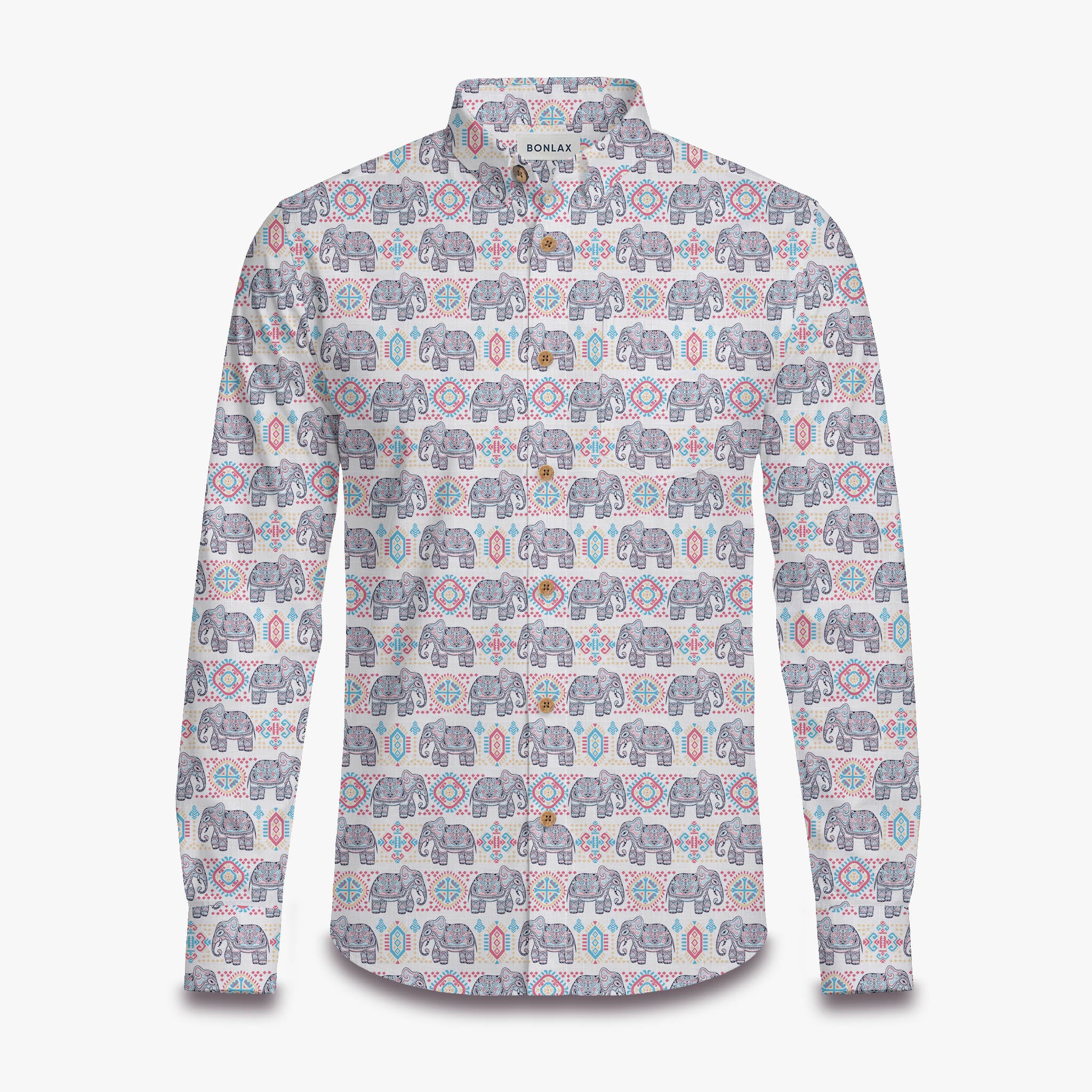 Tribal Decorative Indian Elephant Print Long Sleeve Shirt