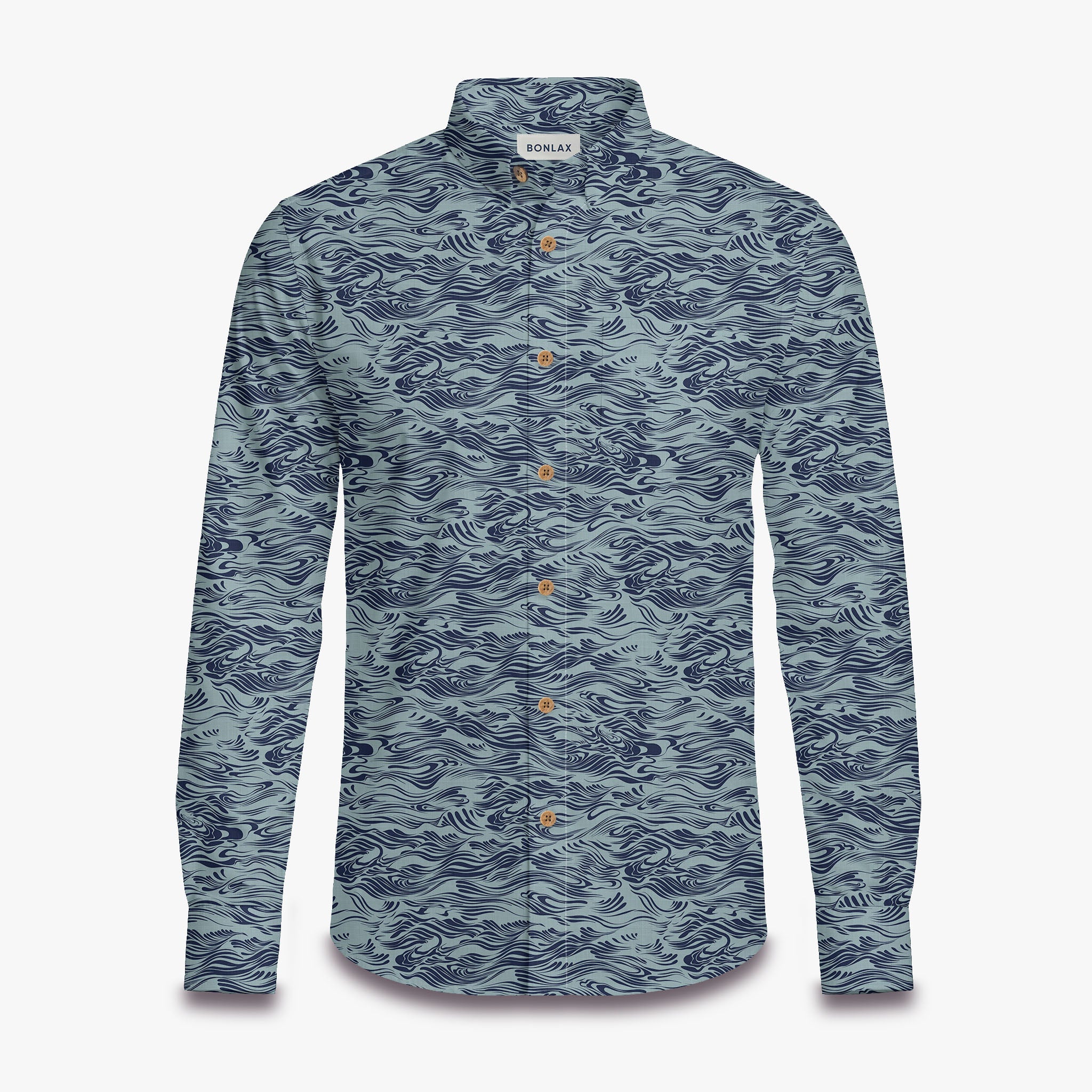 Wavy Lines Print Long Sleeve Shirt