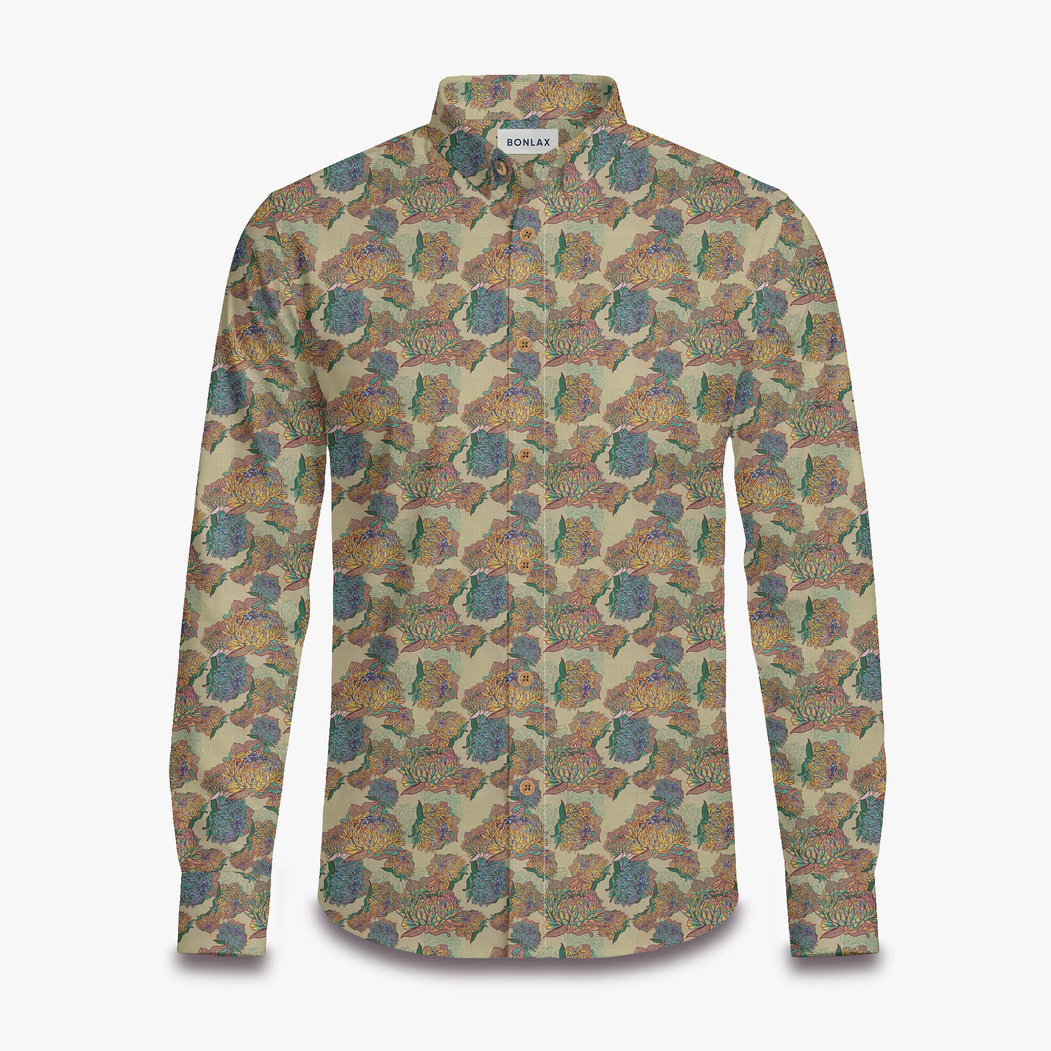 Vintage Chrysanthemum Pattern Long Sleeve Shirt