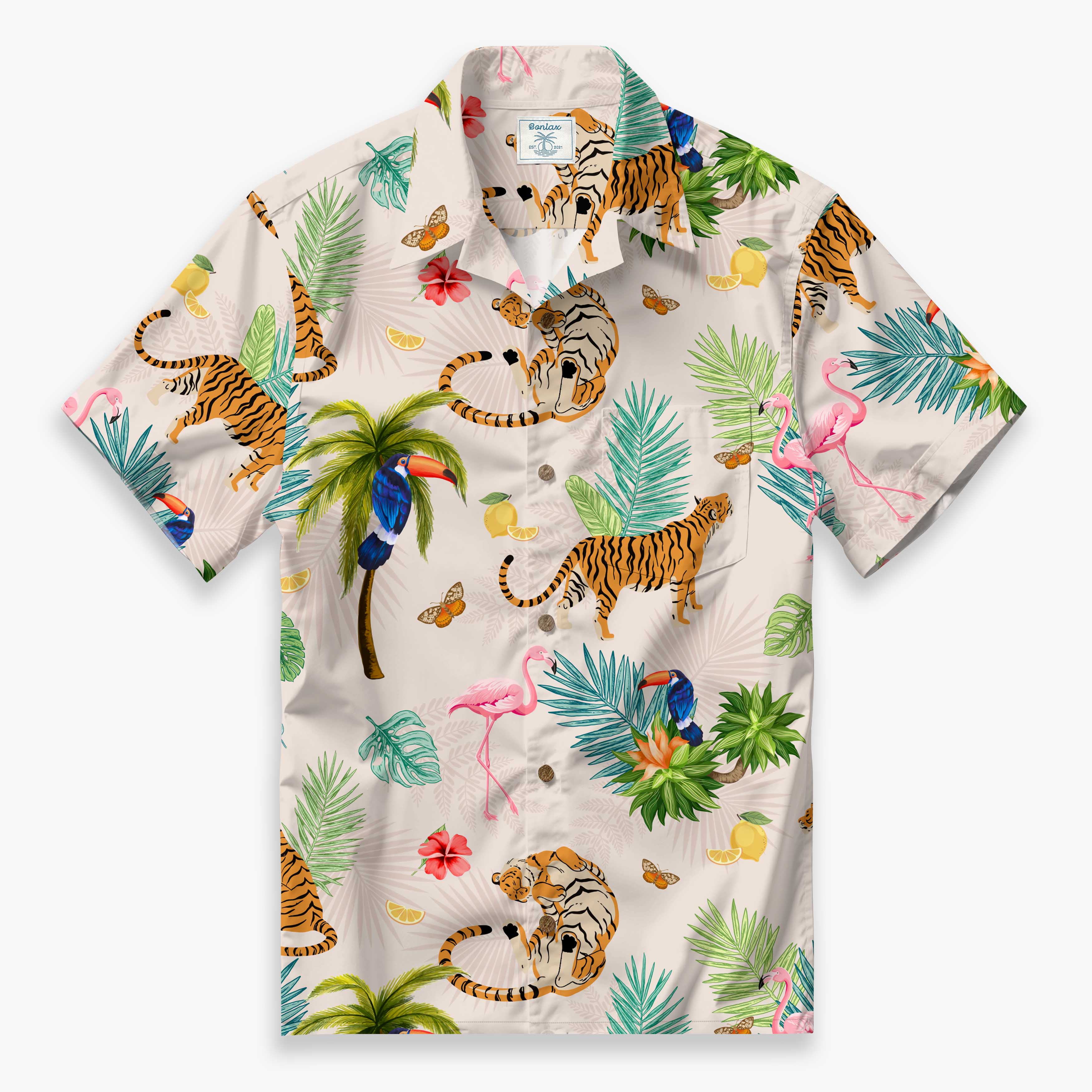 Flamingos & Tigers Camp Shirt