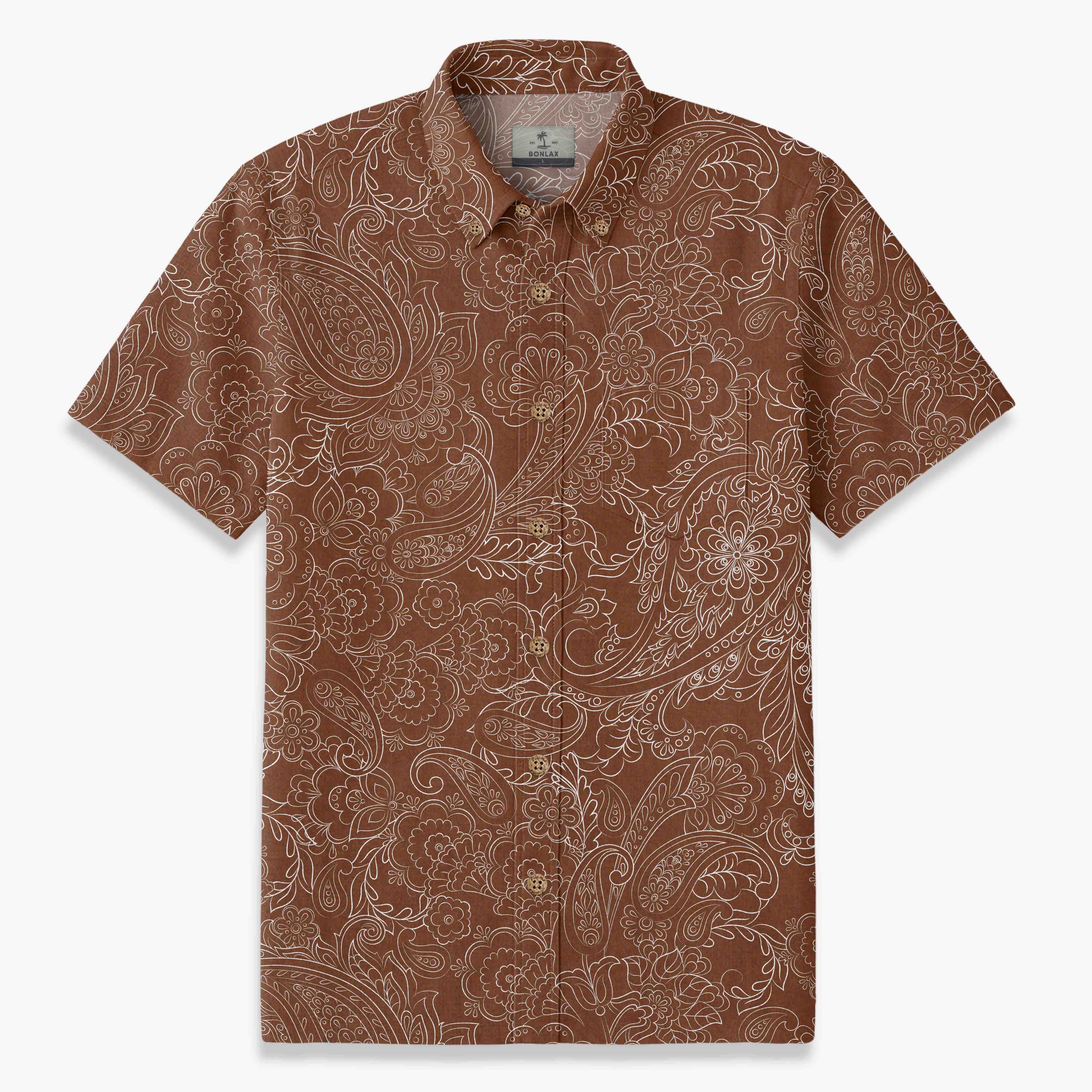 Cocoa Paisley Vintage Short-Sleeve