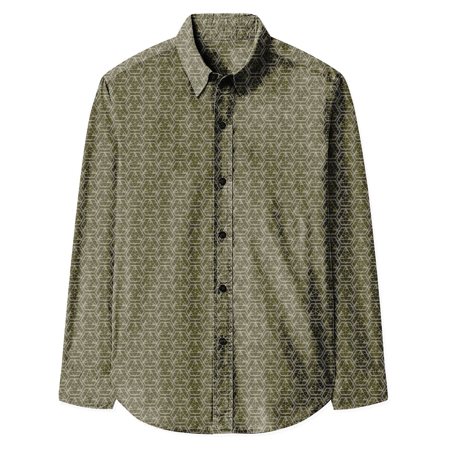 Basic Geometric Print Hawaiian Long Sleeve Shirt - Bonlax - Bonlax