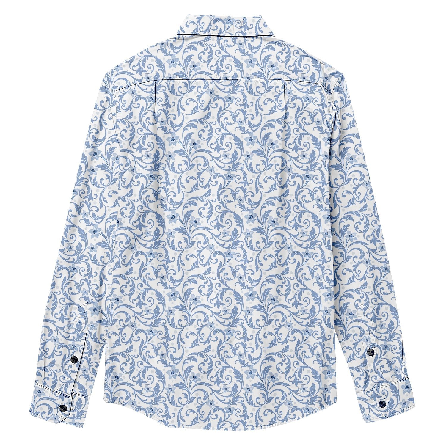 Blue Flowers Print Long Sleeve Shirt - Bonlax - Bonlax