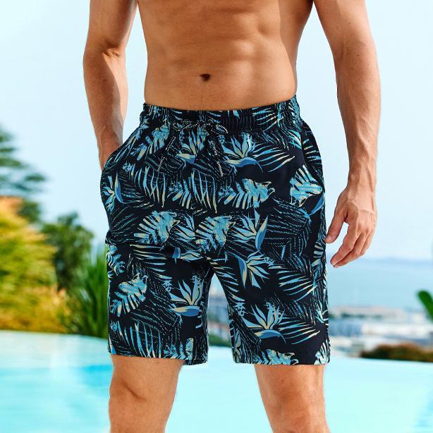 Blue & Green Banana Leaf Quick - drying Surfing Beach Shorts - Bonlax - Bonlax