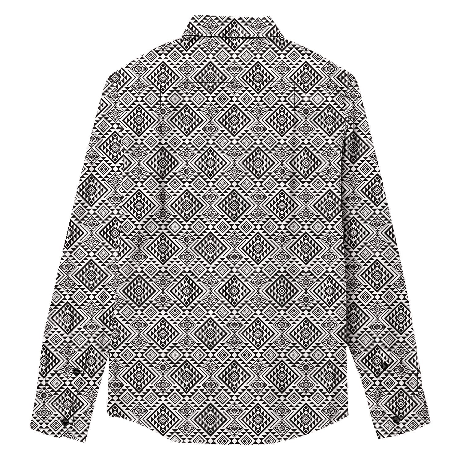 Bohemian Geometric Pattern Hawaiian Long Sleeve Shirt - Bonlax - Bonlax