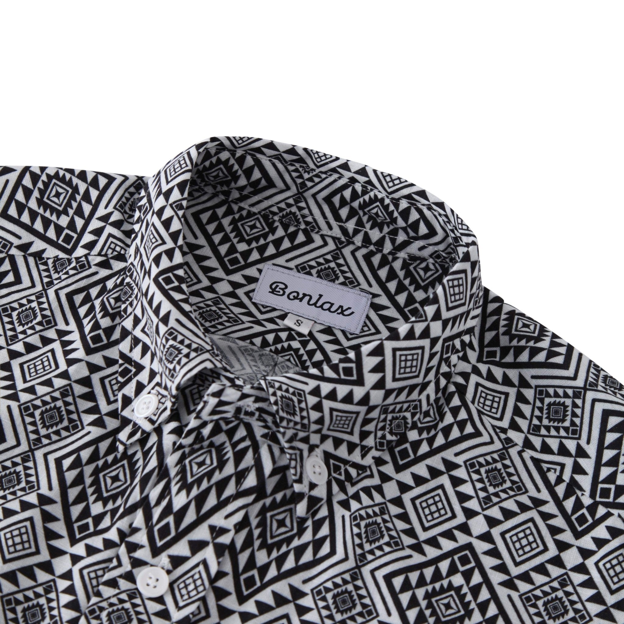 Bohemian Geometric Pattern Hawaiian Long Sleeve Shirt - Bonlax - Bonlax