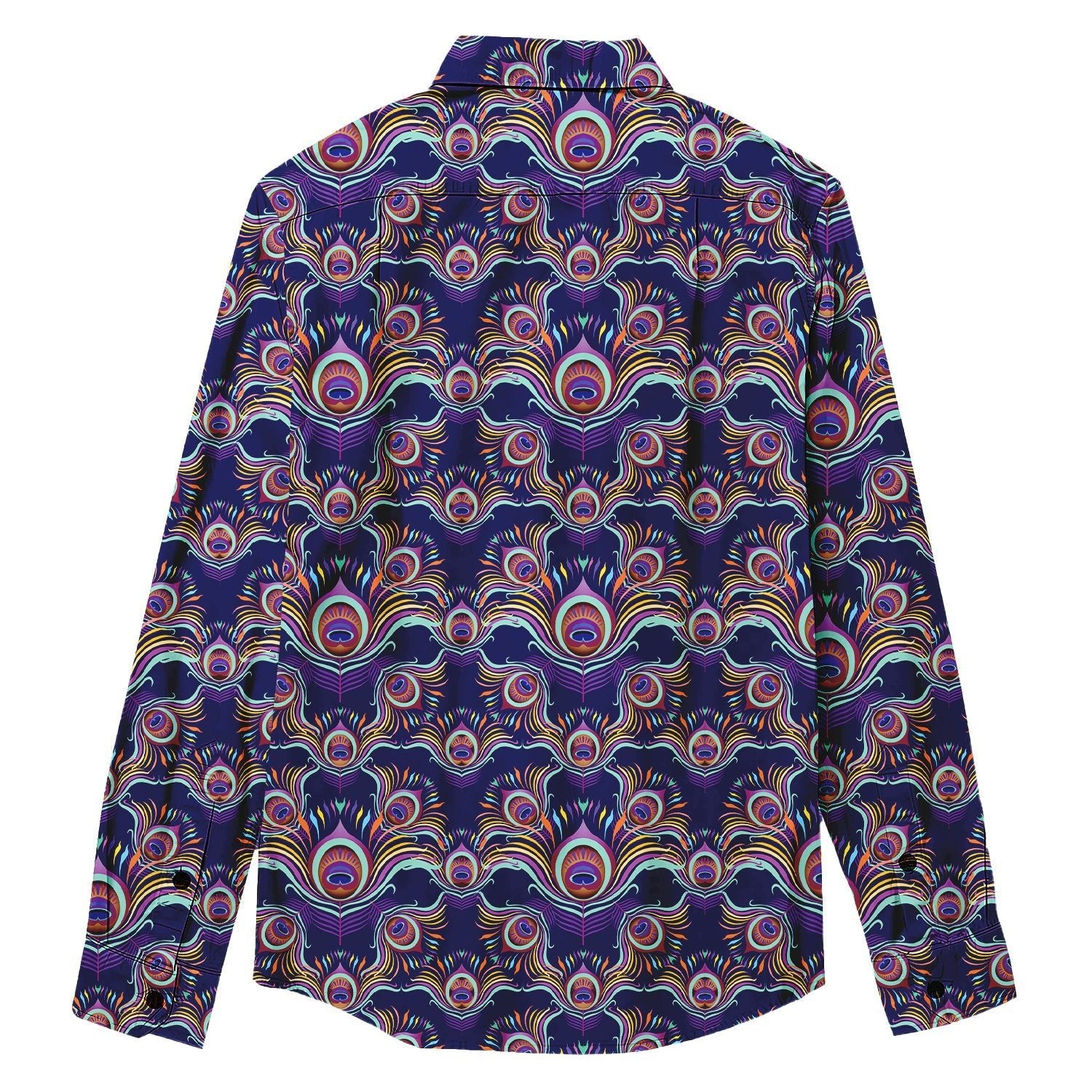Cartoon Peacock Feathers Print Long Sleeve Shirt - Bonlax - Bonlax