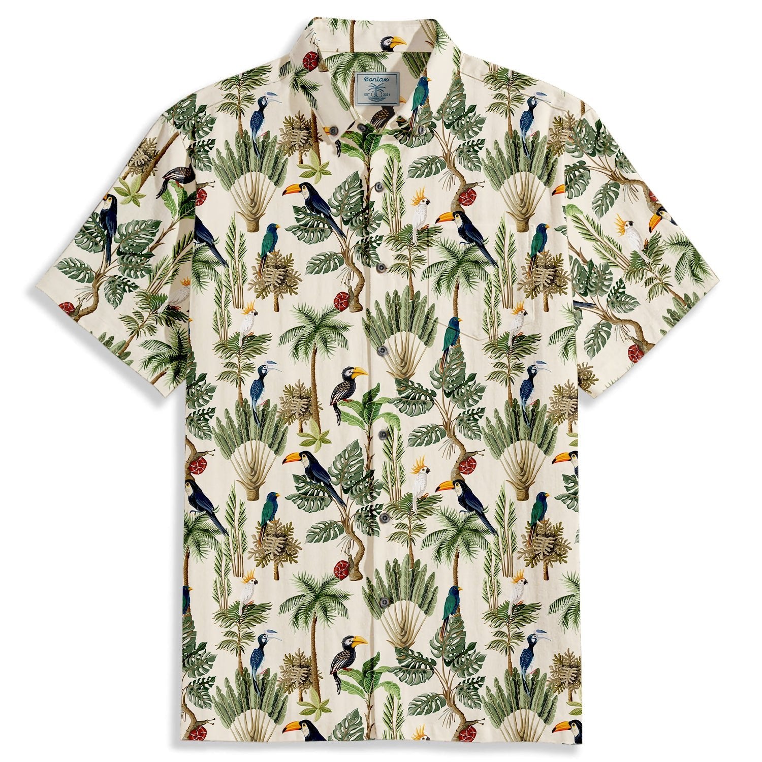 Cheese Vine & Toucan Print Short Sleeve Shirt - Bonlax - Bonlax