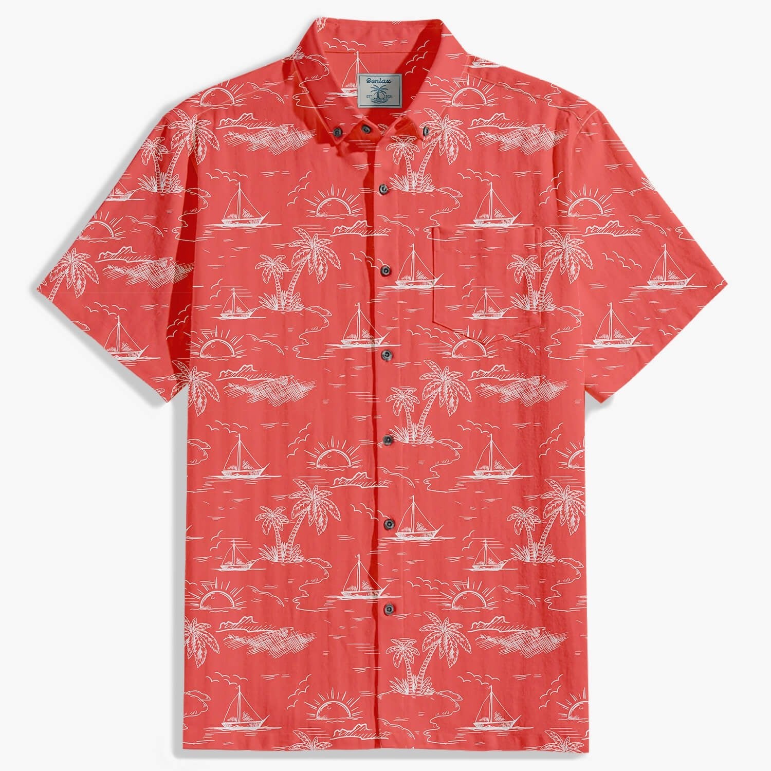 coconut palm tshirt Men's Coconut Tree Sunset Hawaiian Shirt | Tropical Beach Wear