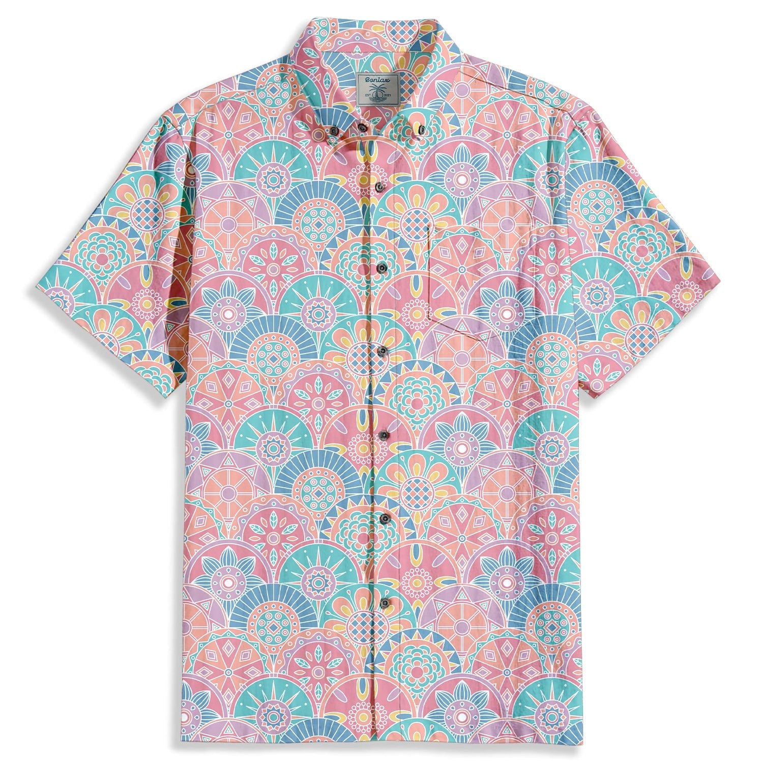Colorful Abstract Pattern Short Sleeve Shirt - Bonlax - Bonlax