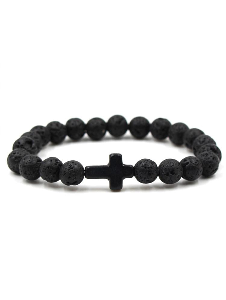 Cross Turquoise Lava Volcanic Stone Bracelet - Bonlax - Bonlax