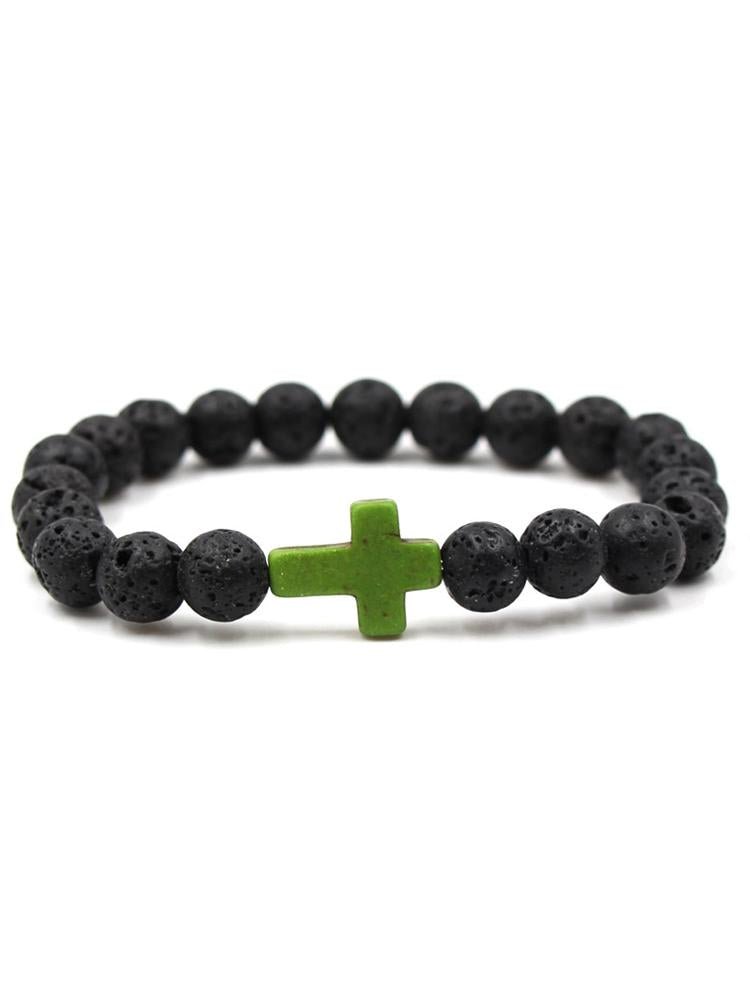 Cross Turquoise Lava Volcanic Stone Bracelet - Bonlax - Bonlax