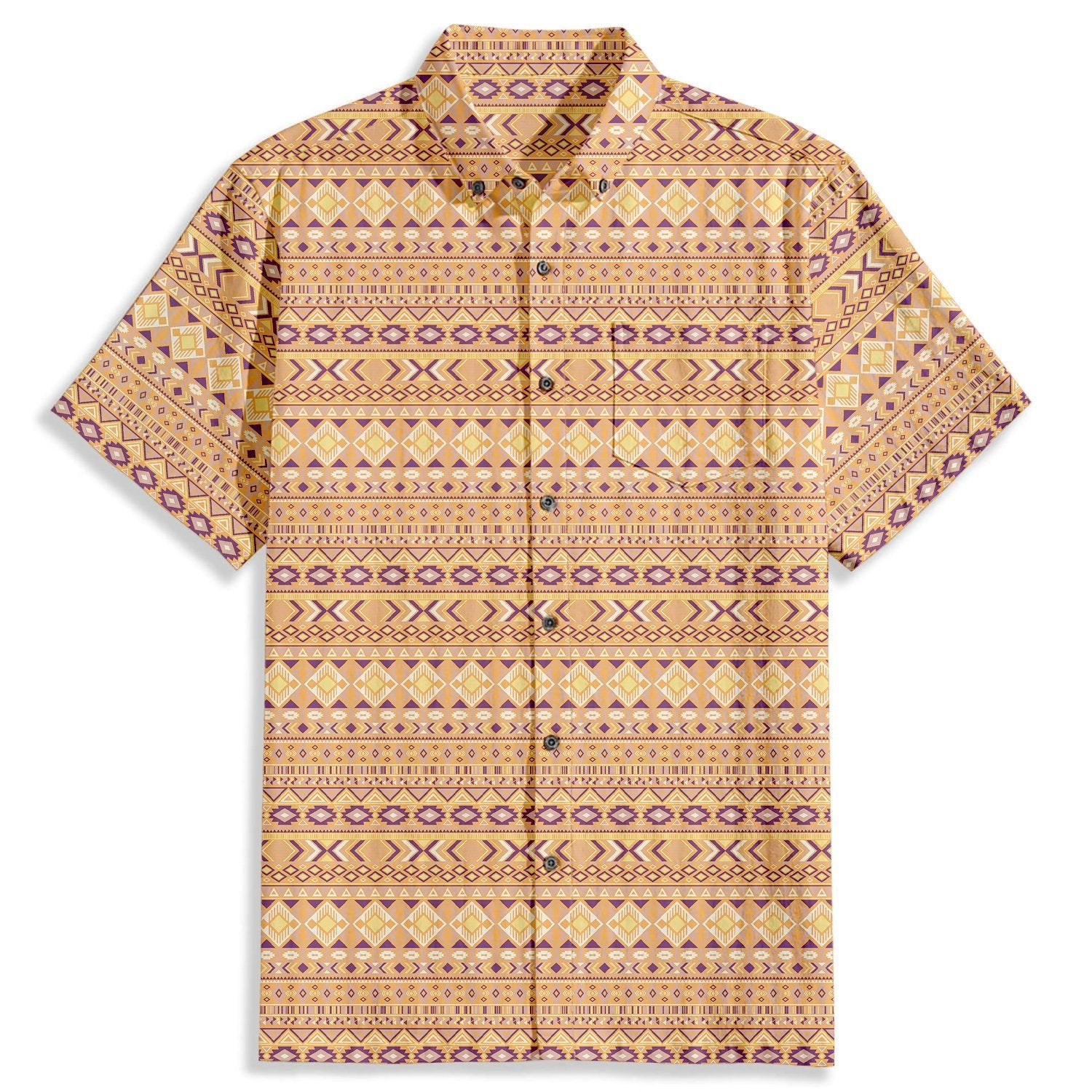 Ethnic Striped Geometric Pattern Short Sleeve Shirt - Bonlax - Bonlax