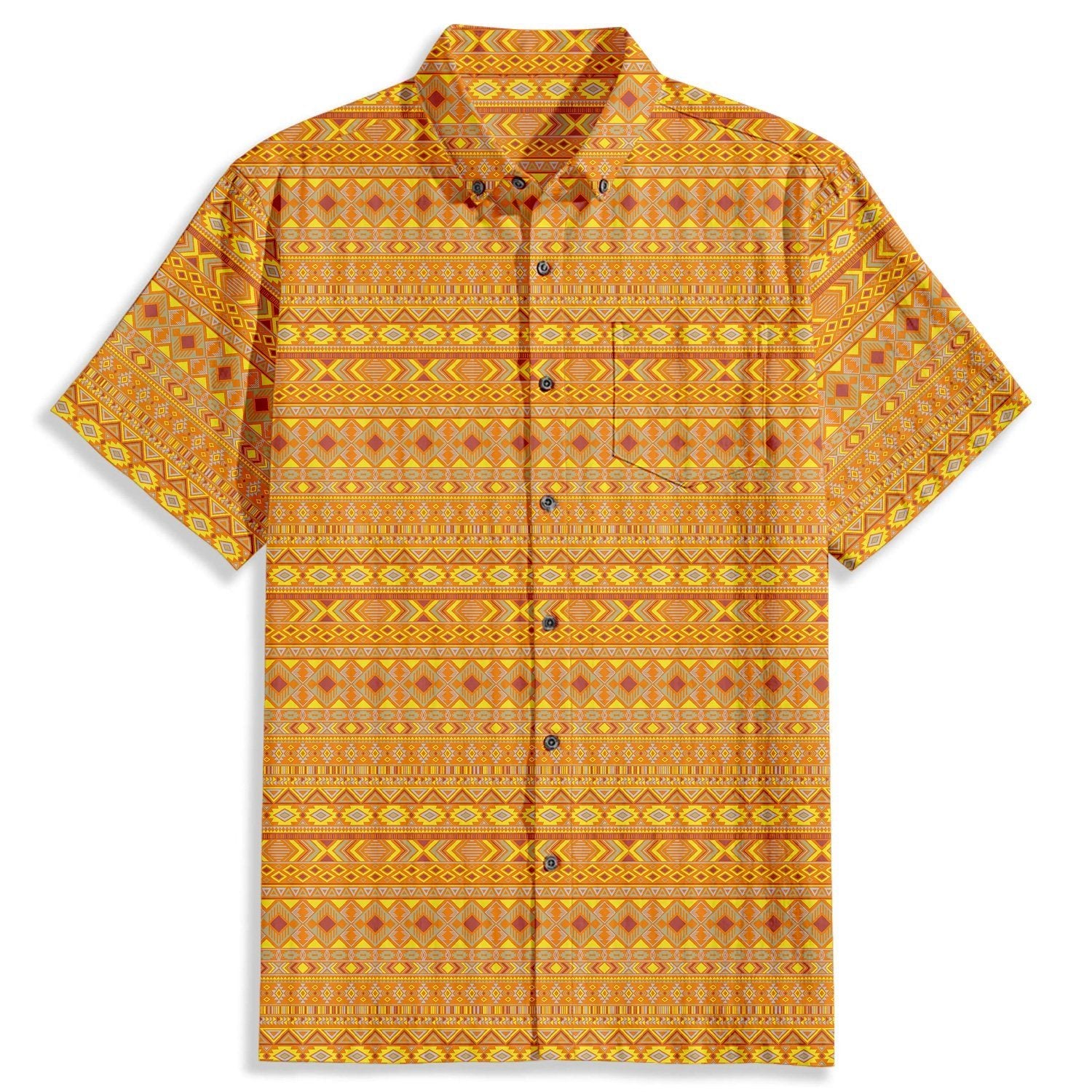 Ethnic Striped Geometric Pattern Short Sleeve Shirt - Bonlax - Bonlax