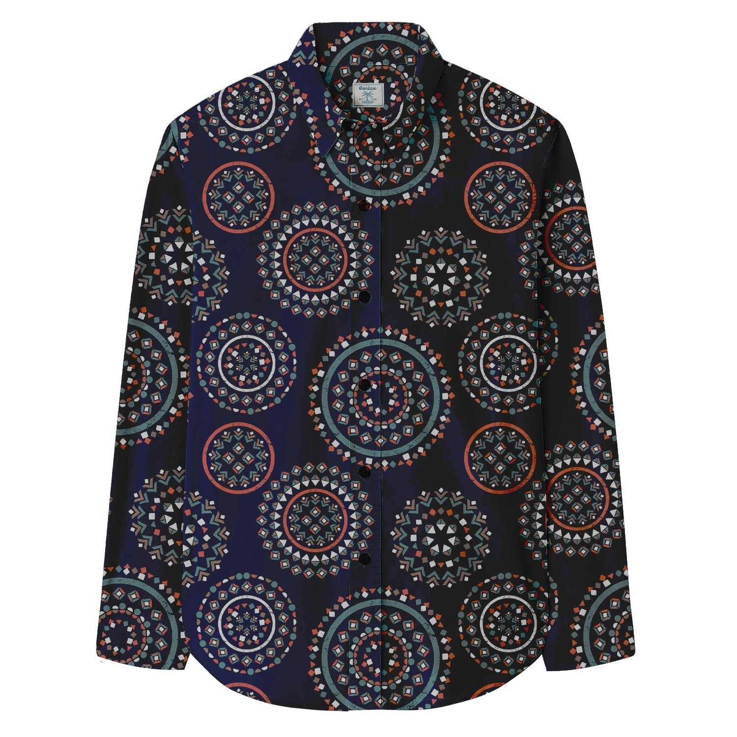 Ethnic Style Rhombus Print Long Sleeve Shirt - Bonlax - Bonlax