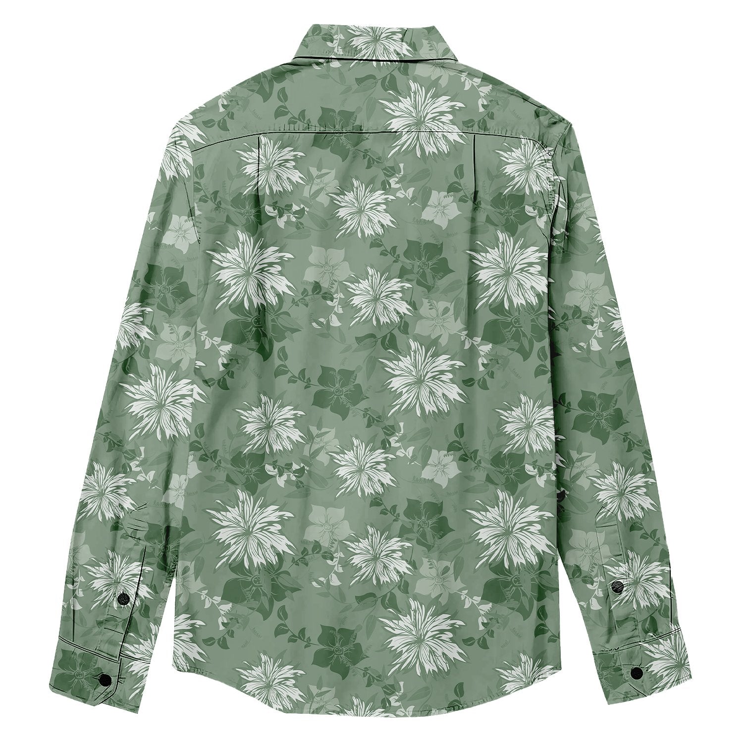 Fresh Green Floral Pattern Long Sleeve Shirt - Bonlax - Bonlax