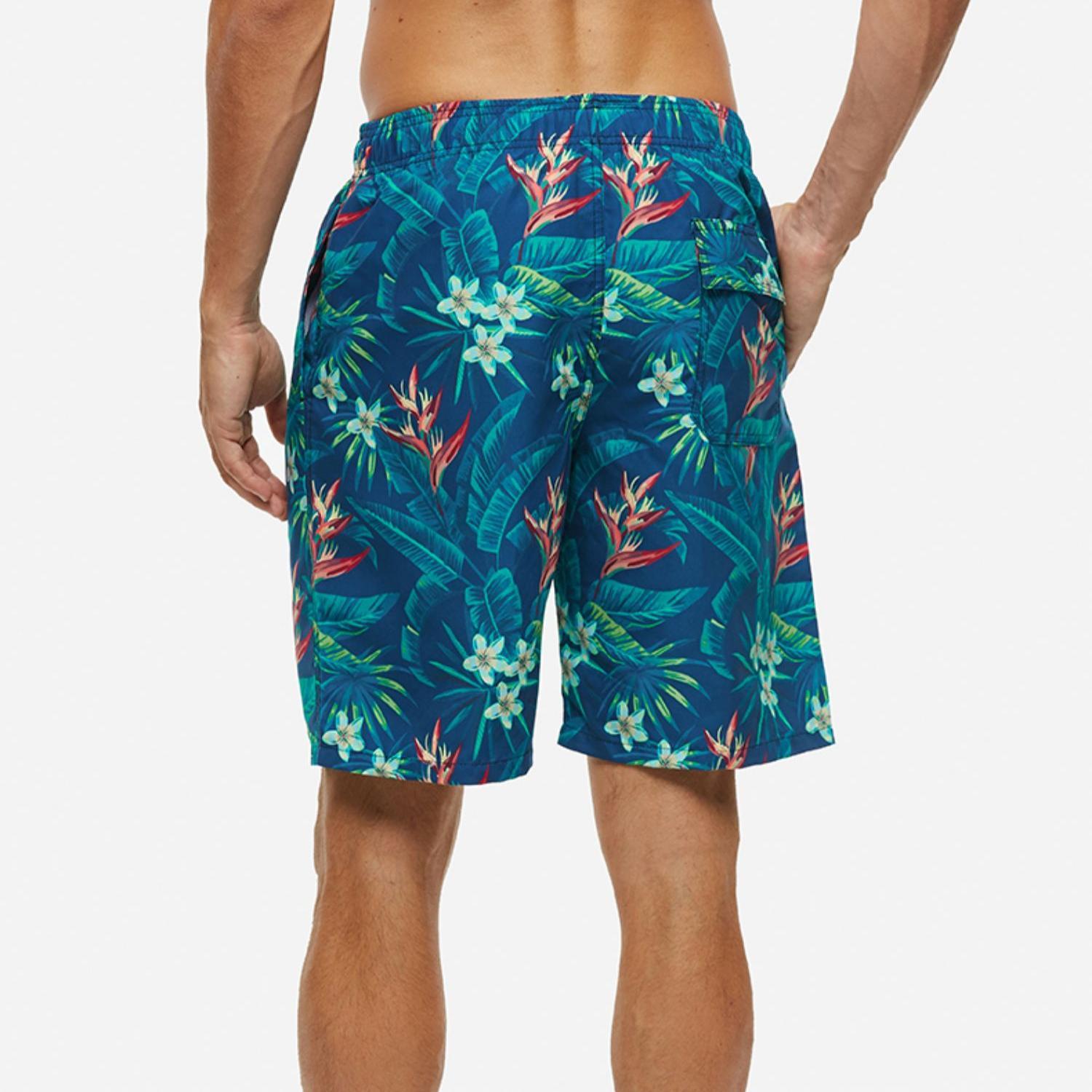 Green Jungle Print Quick - drying Surfing Beach Shorts - Bonlax - Bonlax
