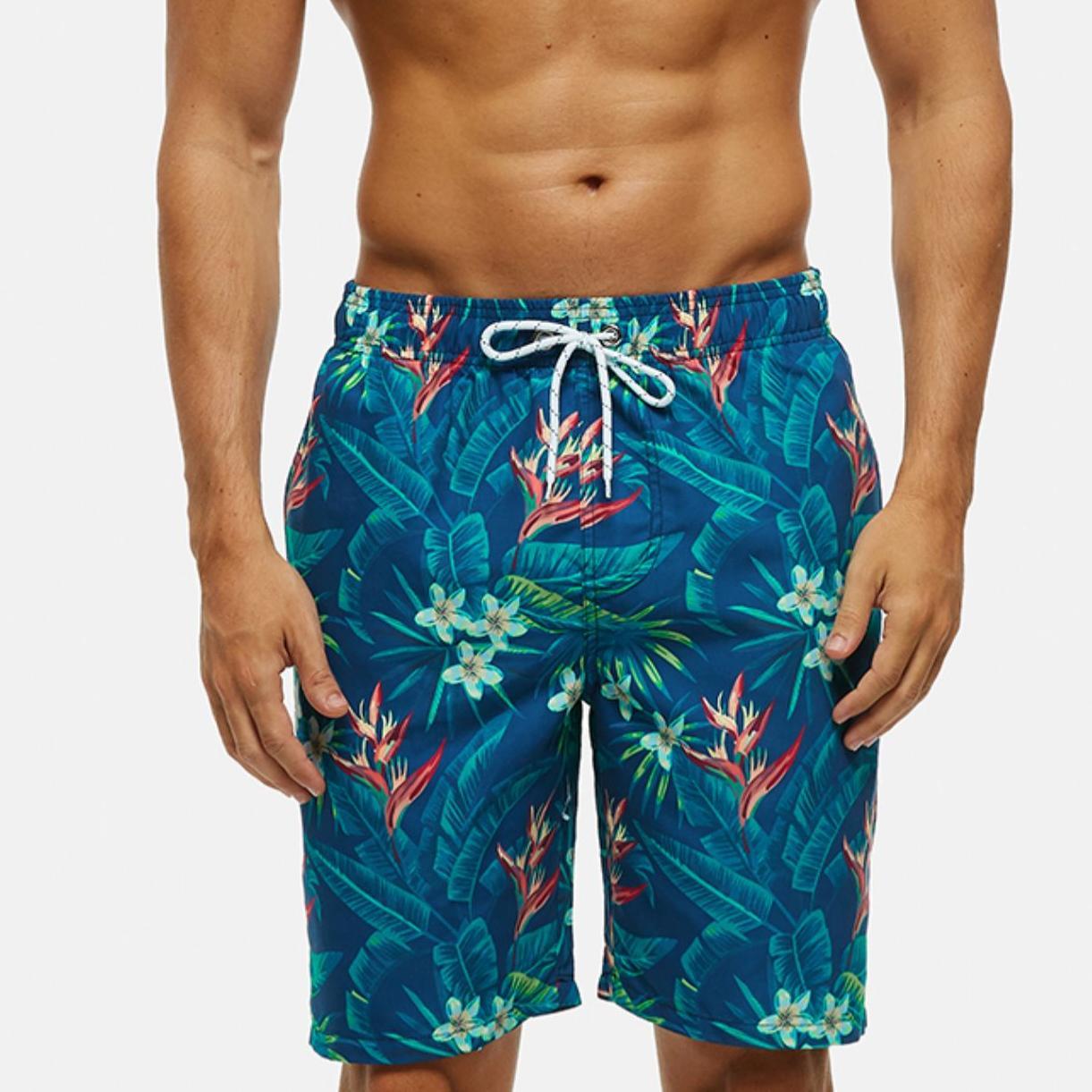 Green Jungle Print Quick - drying Surfing Beach Shorts - Bonlax - Bonlax