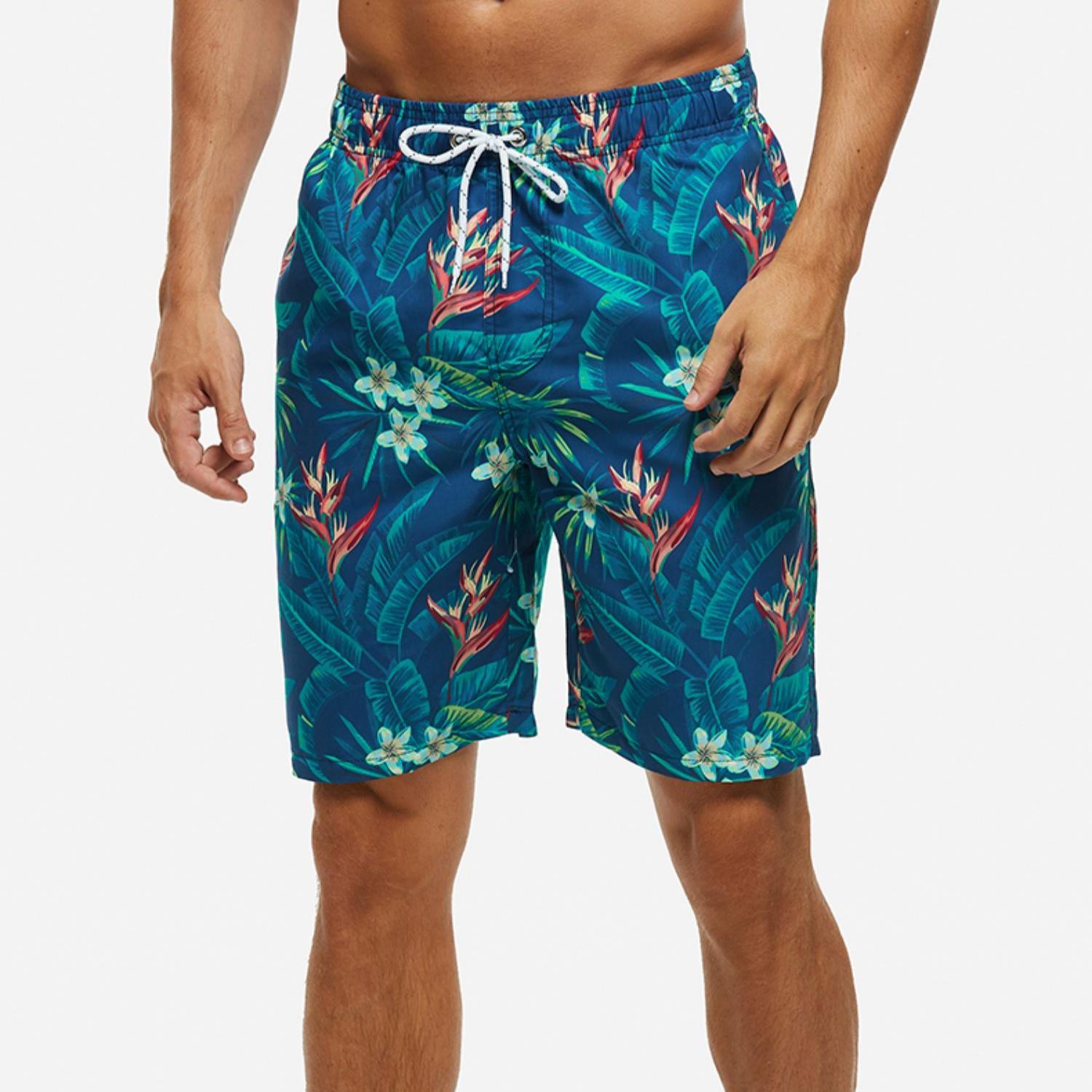 Green Jungle Print Quick - drying Surfing Beach Shorts - Bonlax - Bonlax