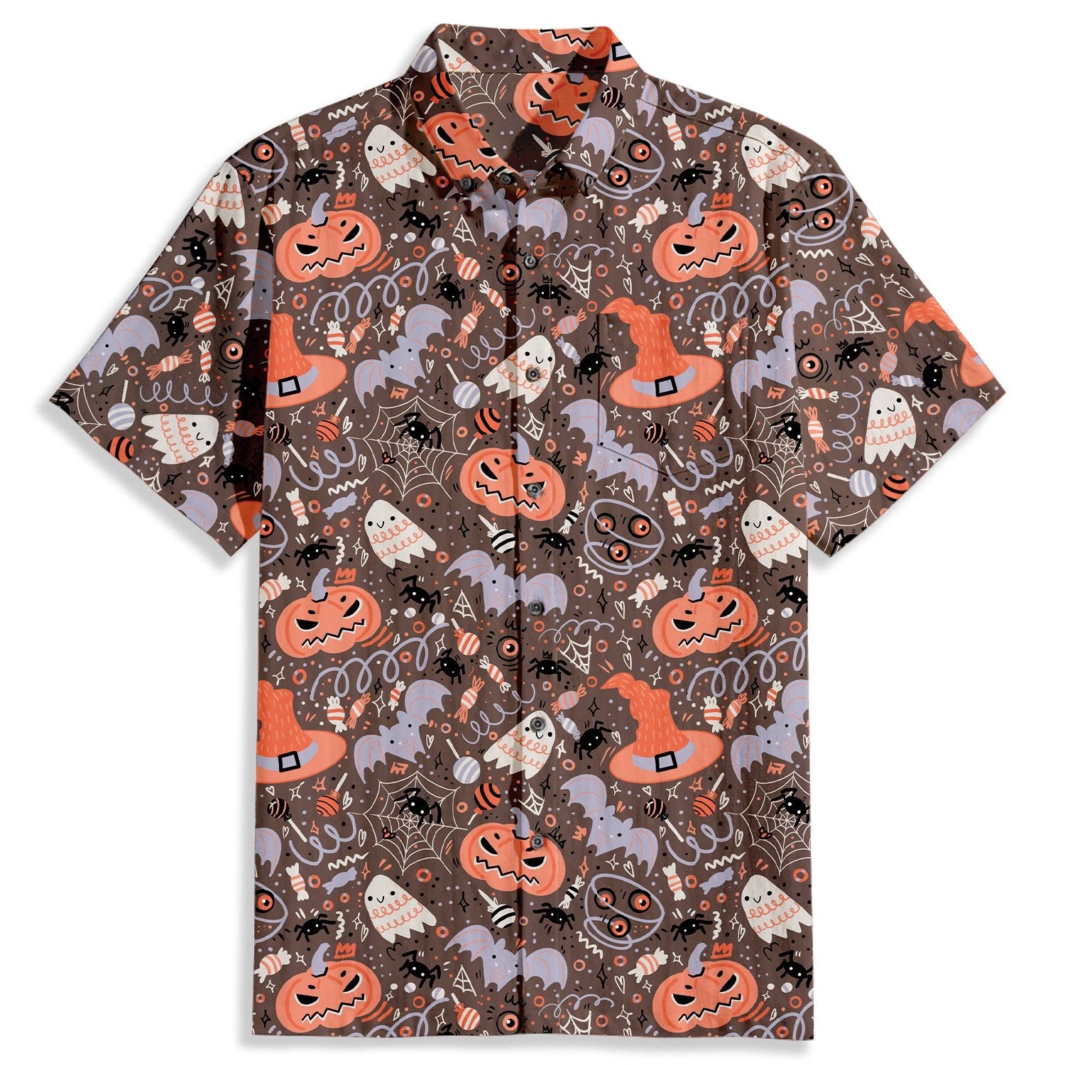 Halloween Hand Srawn Candy Ghost Short Sleeve Shirt - Bonlax - Bonlax