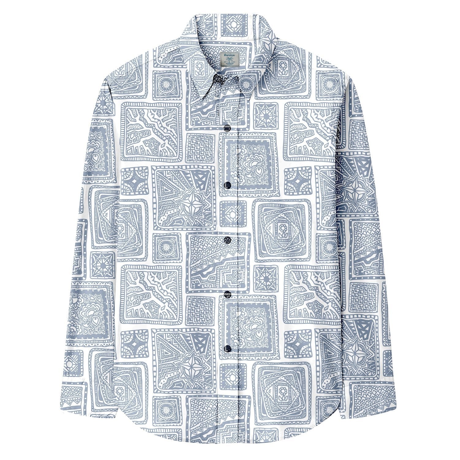 Hand Drawn Square Doodle Print Long Sleeve Shirt - Bonlax - Bonlax