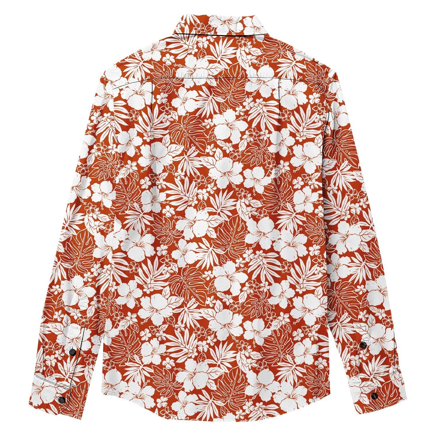Hibiscus Flower Palm Leaves Print Long Sleeve Shirt - Bonlax - Bonlax