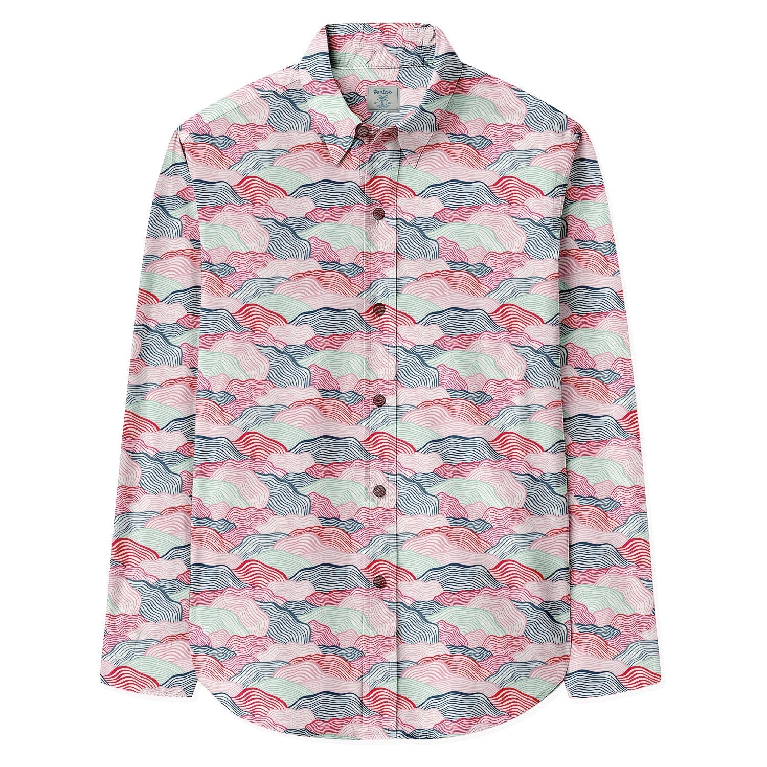 Hill - shaped Overlapping Continuous Print Long Sleeve Shirt - Bonlax - Bonlax