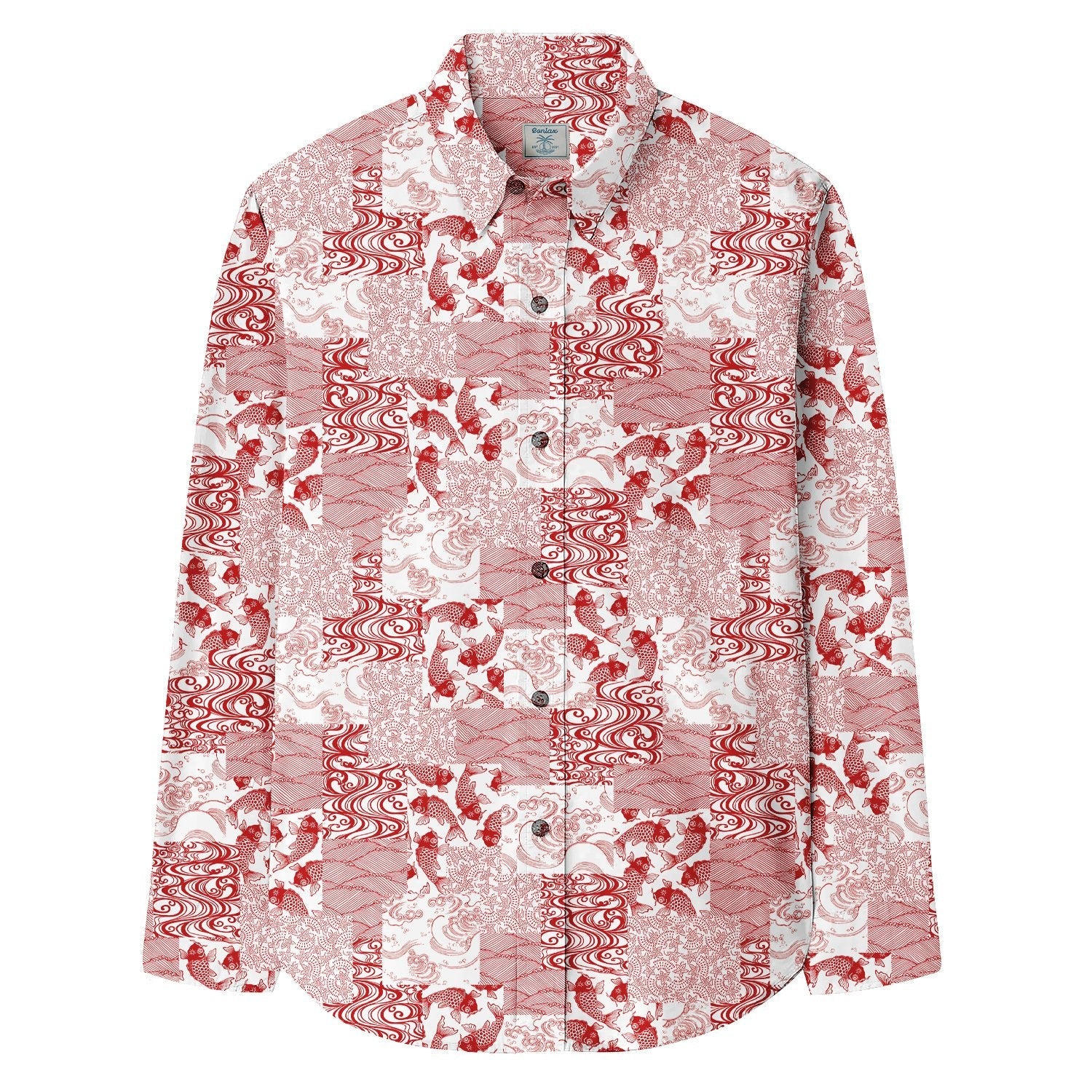 Japanese Koi Print Long Sleeve Shirt - Bonlax - Bonlax