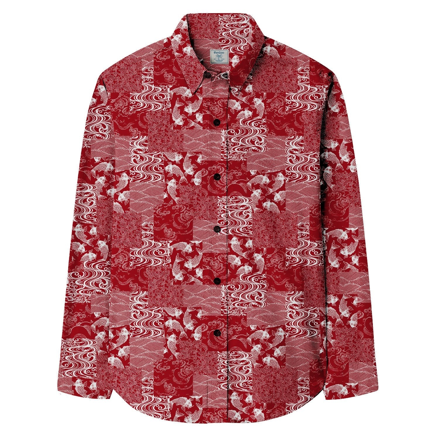Japanese Koi Print Long Sleeve Shirt - Bonlax - Bonlax